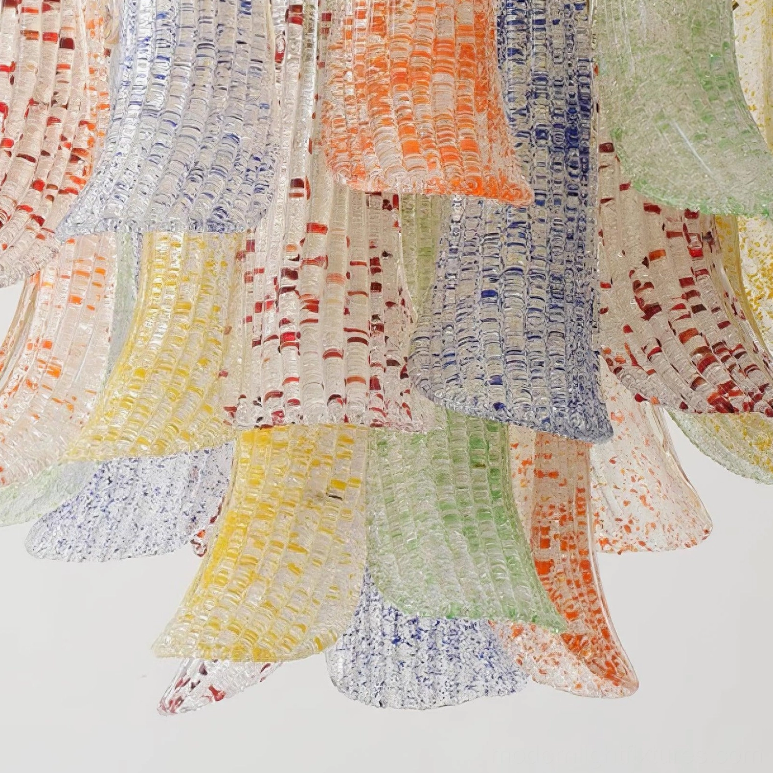 Murano glass chandelier in colorful mixed-tone glass shades, Venetian pendant light