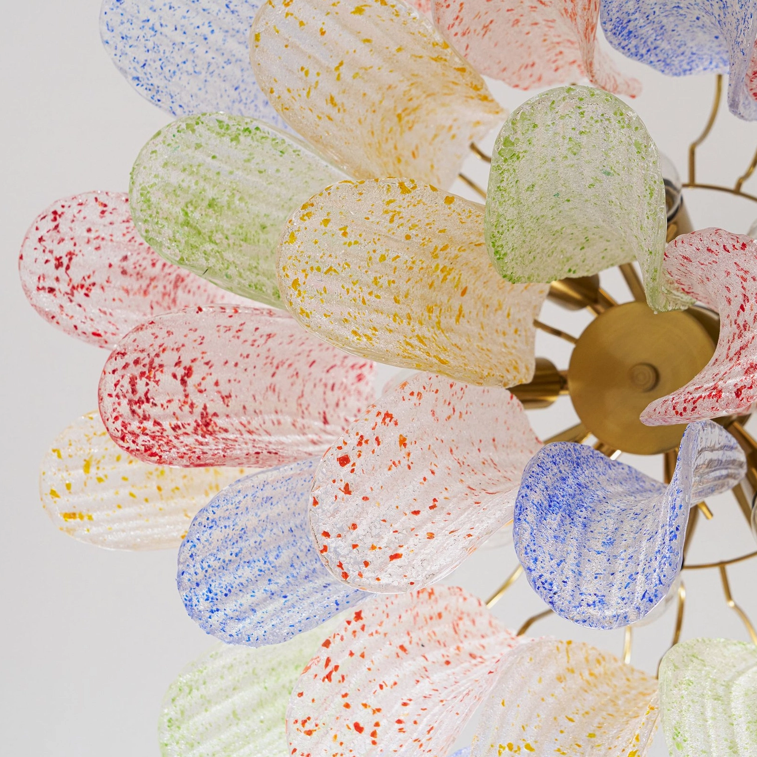 Murano glass chandelier in gold color, premium handcrafted Venetian glass light fixture