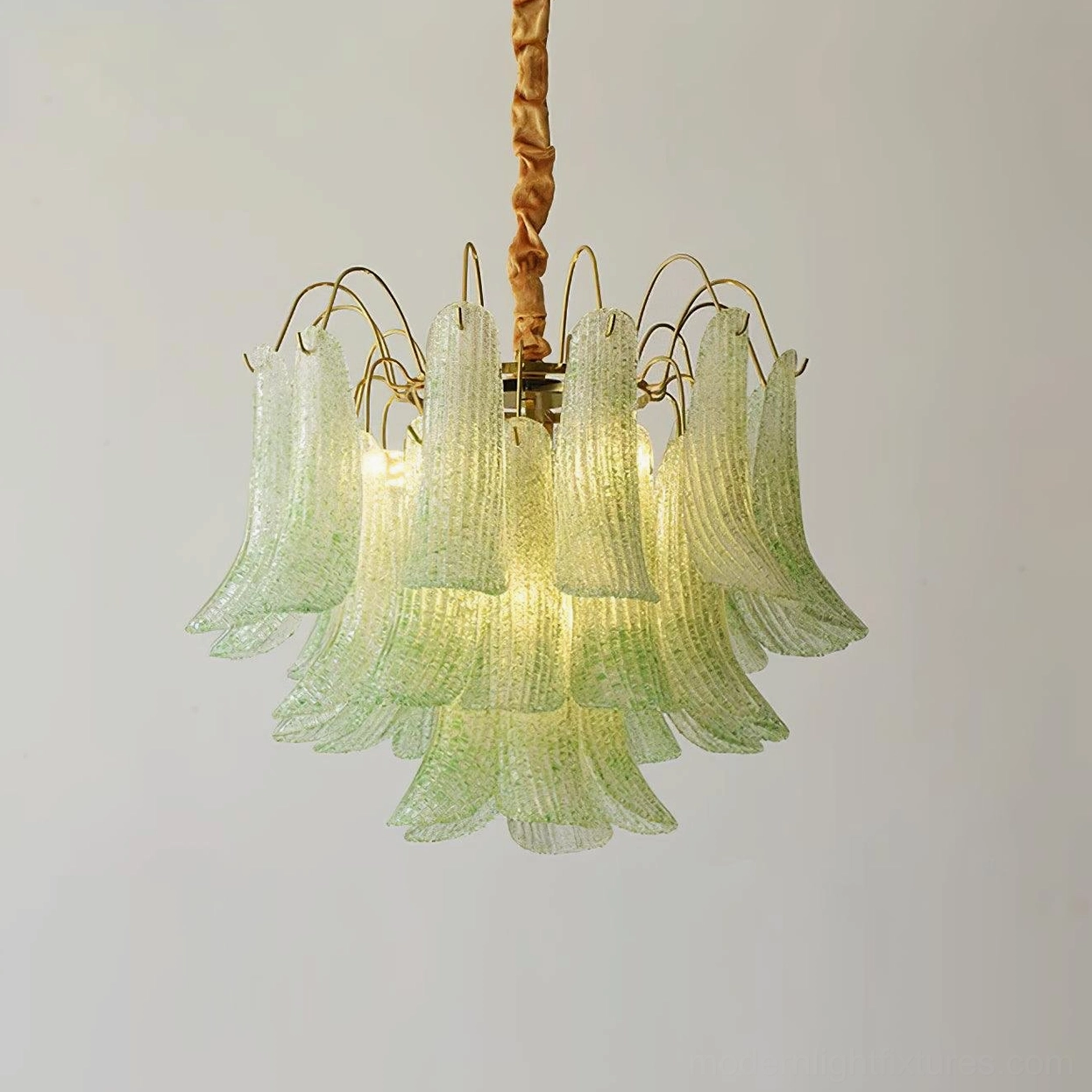 Murano glass pendant light in green color option, Venetian artisan glass fixture
