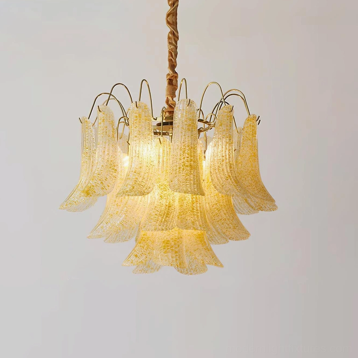 Murano glass chandelier in red color, handcrafted Italian glass pendant fixture