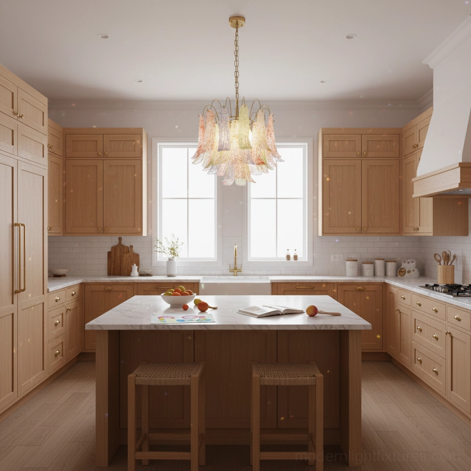 Murano glass chandelier showing 5-light and 6-light bulb socket configuration options
