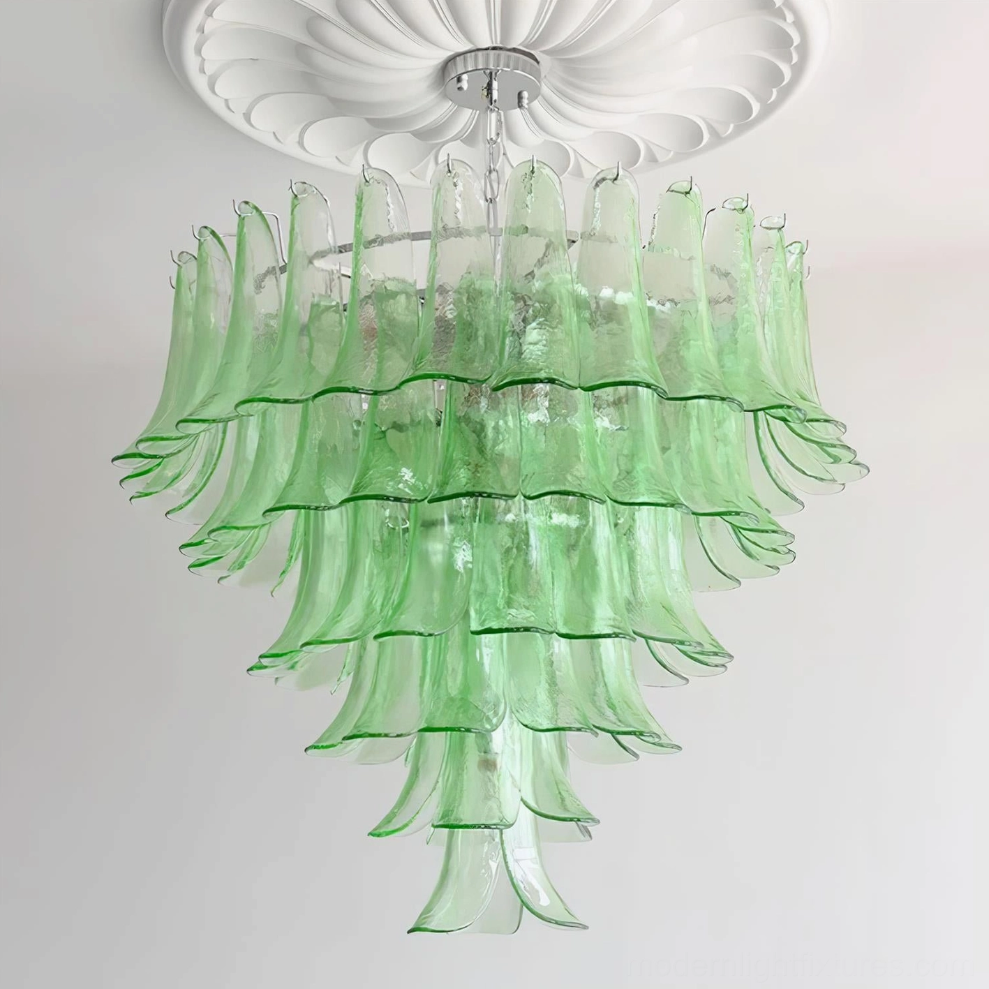 Murano glass petal chandelier showing centuries-old Venetian glass-making artisanal tradition