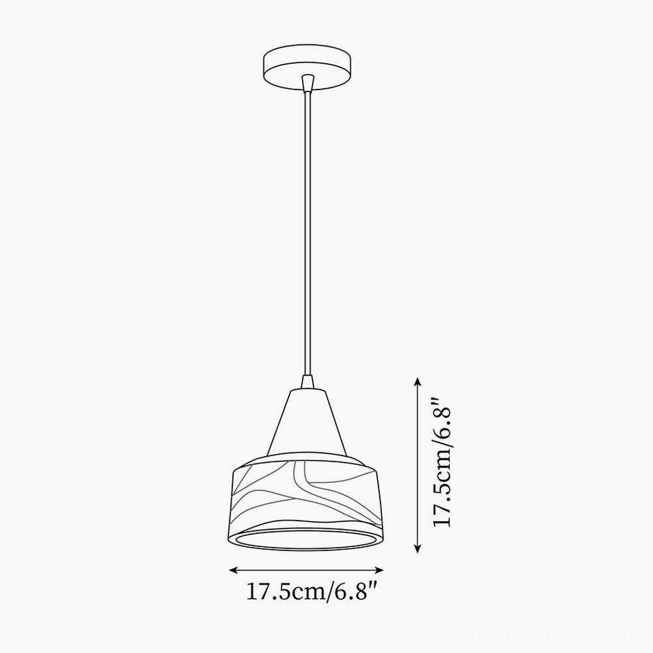 Technical specification diagram for Murano glass pendant light showing 17.5cm dimensions
