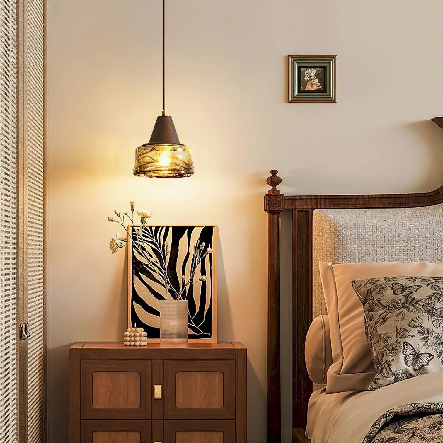 Murano pendant light ambient glow in warm interior setting