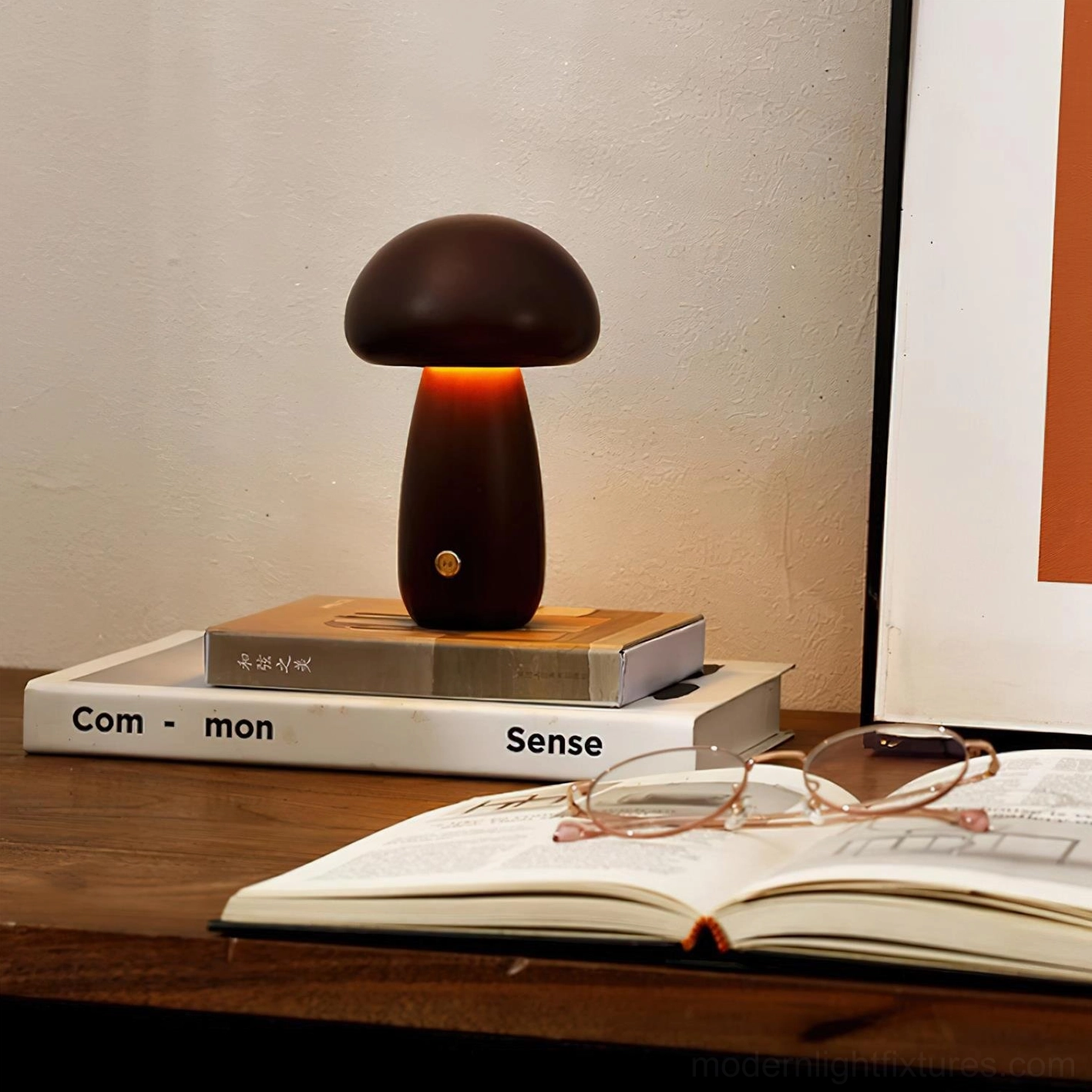 Mushroom table lamp contemporary interior design setting showing modern minimalist aesthetic appeal