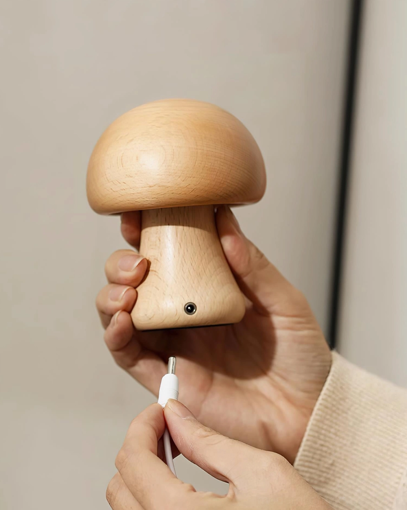 Mushroom table lamp corner display showing versatile placement options for living room accent lighting