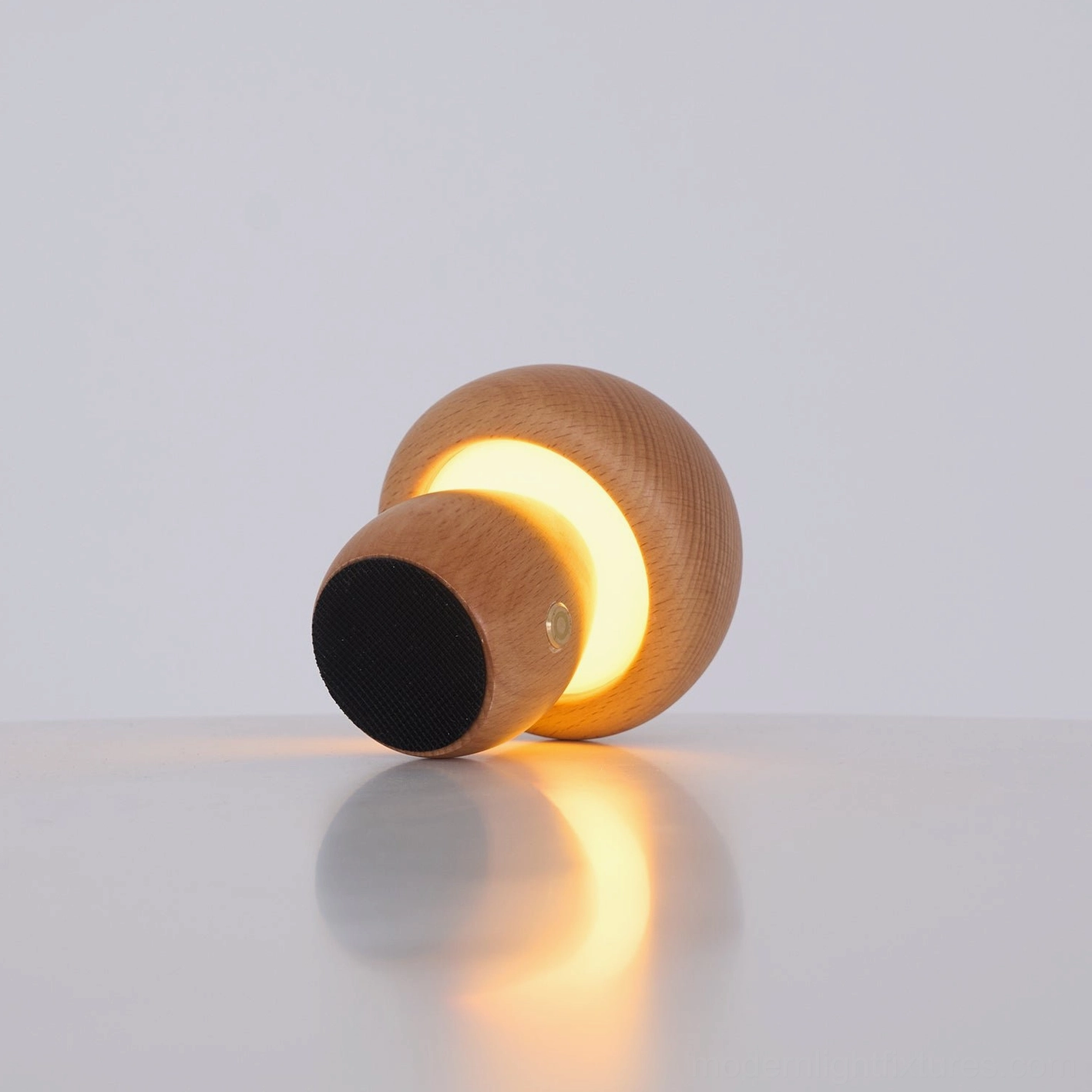 Wooden mushroom table lamp entryway console display showing welcoming ambient accent light placement