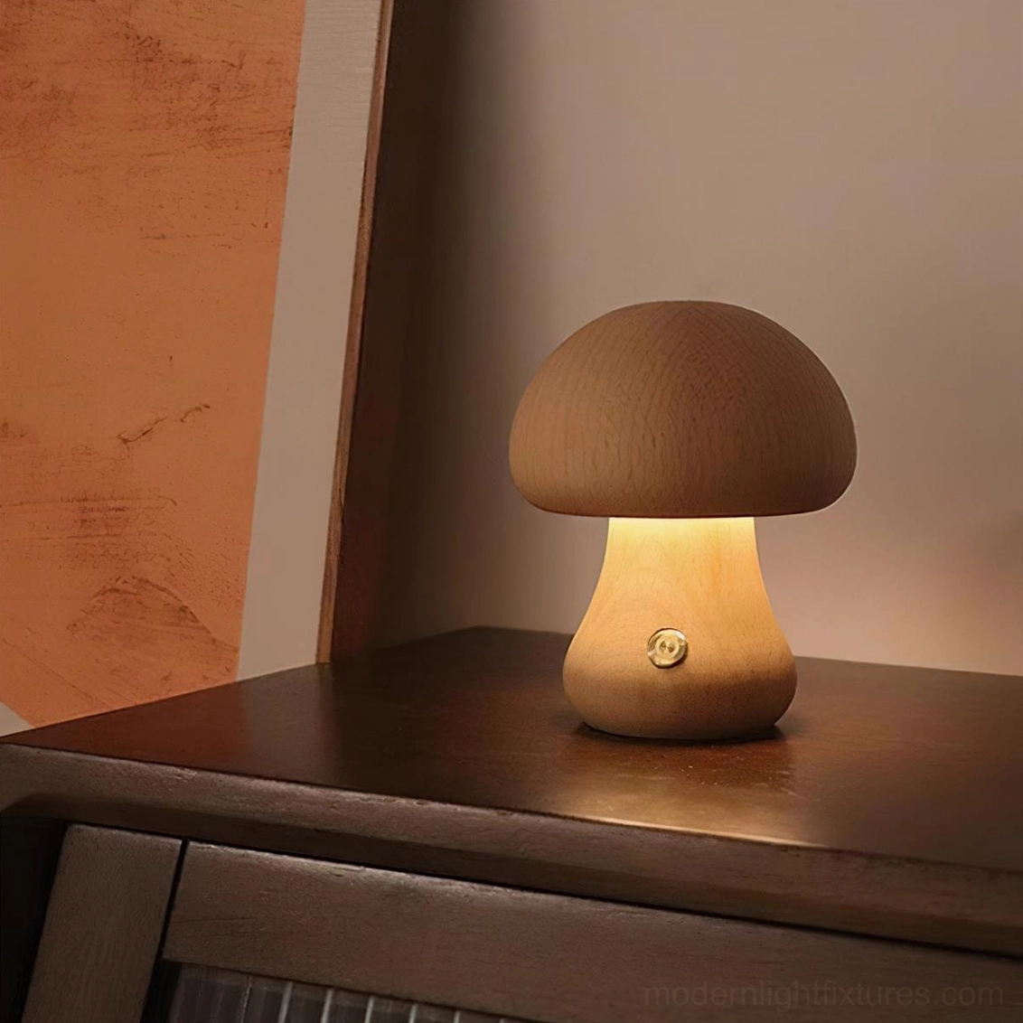 Wooden mushroom table lamp gift presentation set with premium packaging and multiple unit options