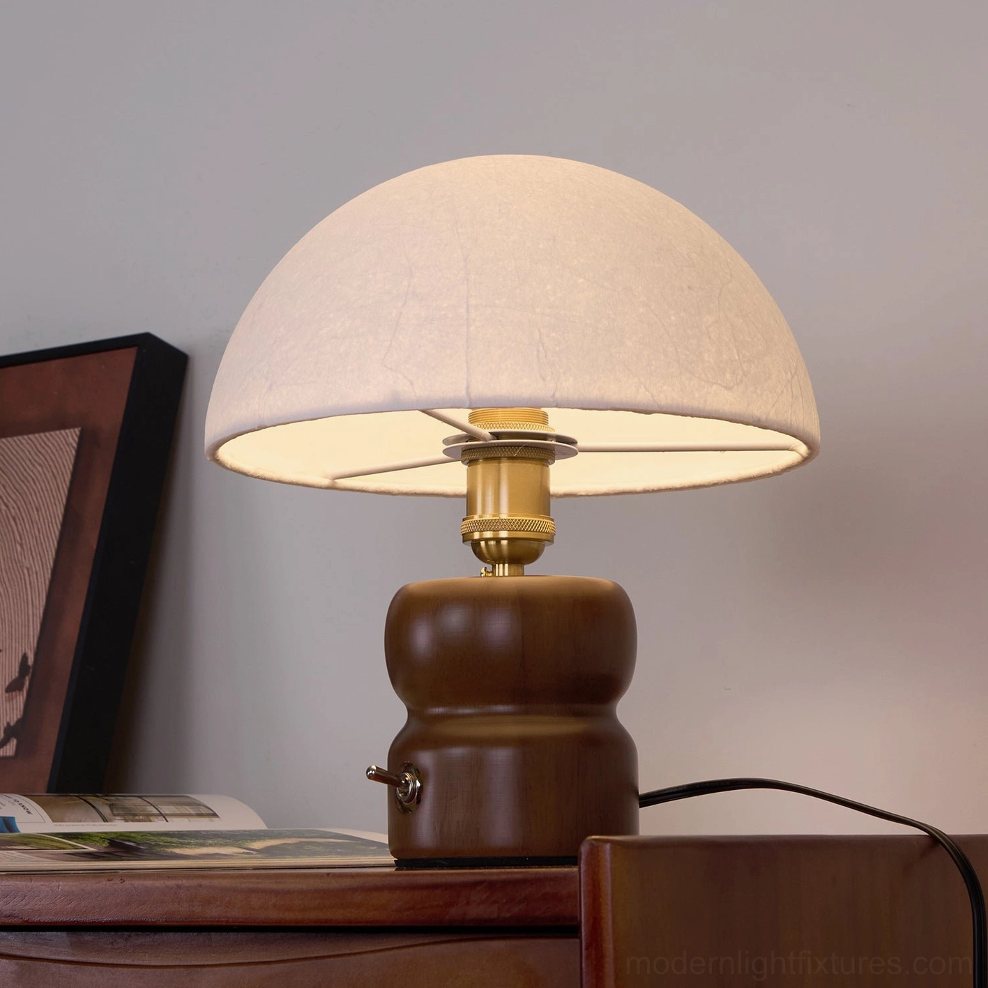 Organic mushroom lamp with E14 socket LED bulb compatible energy efficient warm light