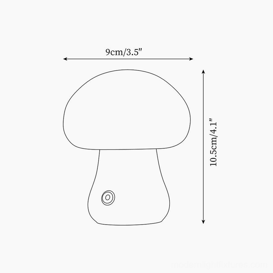 Technical specification drawing model A B wooden mushroom lamp with 3.5 inch width and 4.1 inch height dimensions
