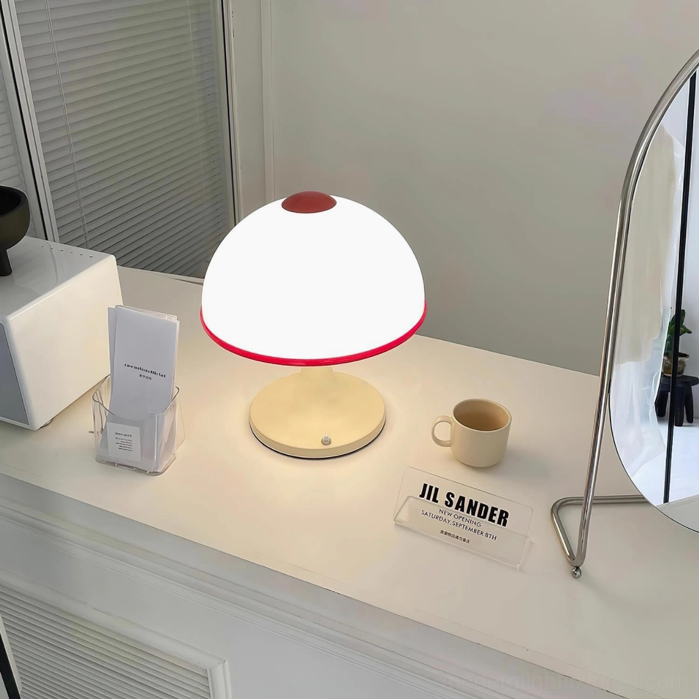 Mushroom table lamp multiple plug options US EU UK AU global compatibility electrical