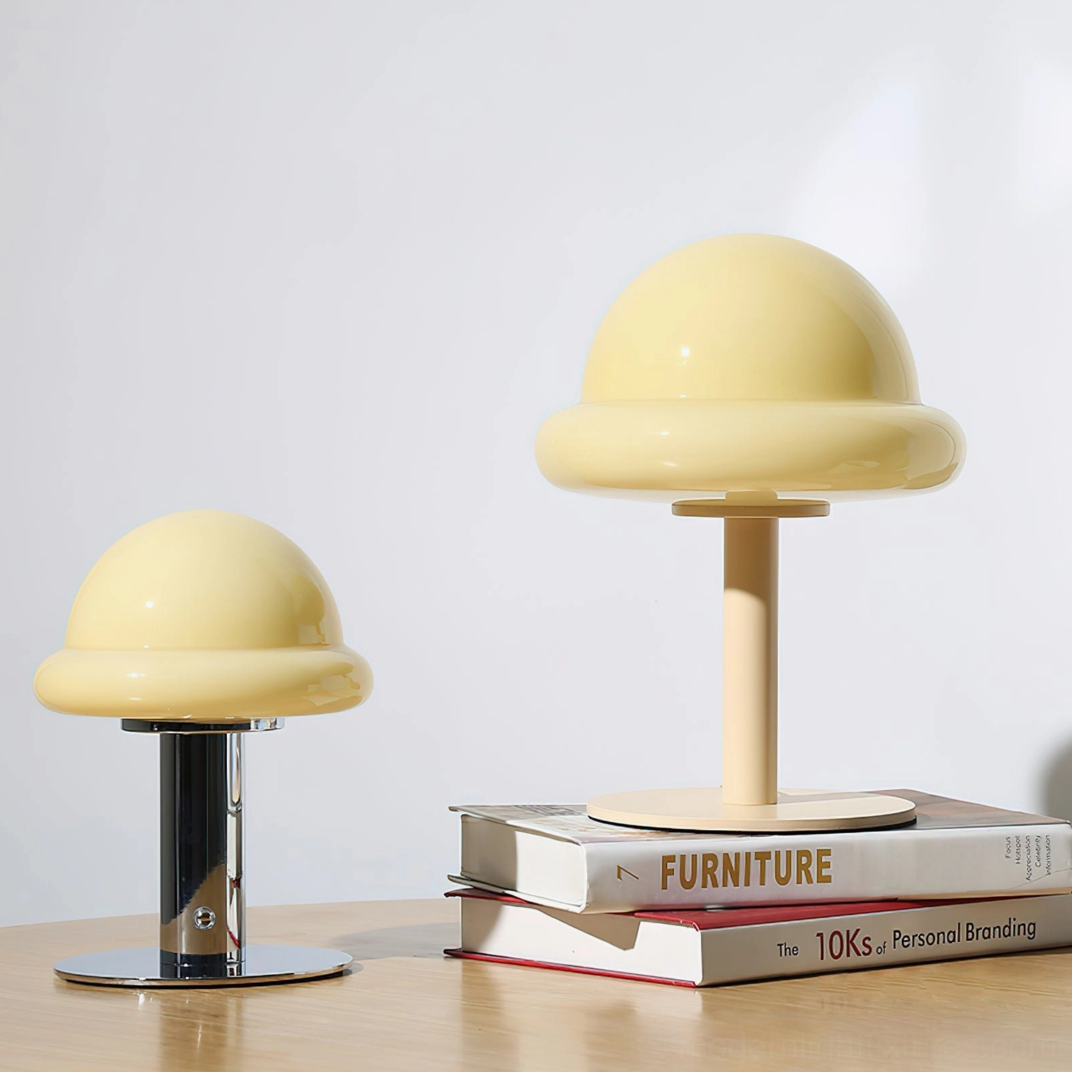Mushroom portable table lamp USB charging port detail at base showing rechargeable battery feature