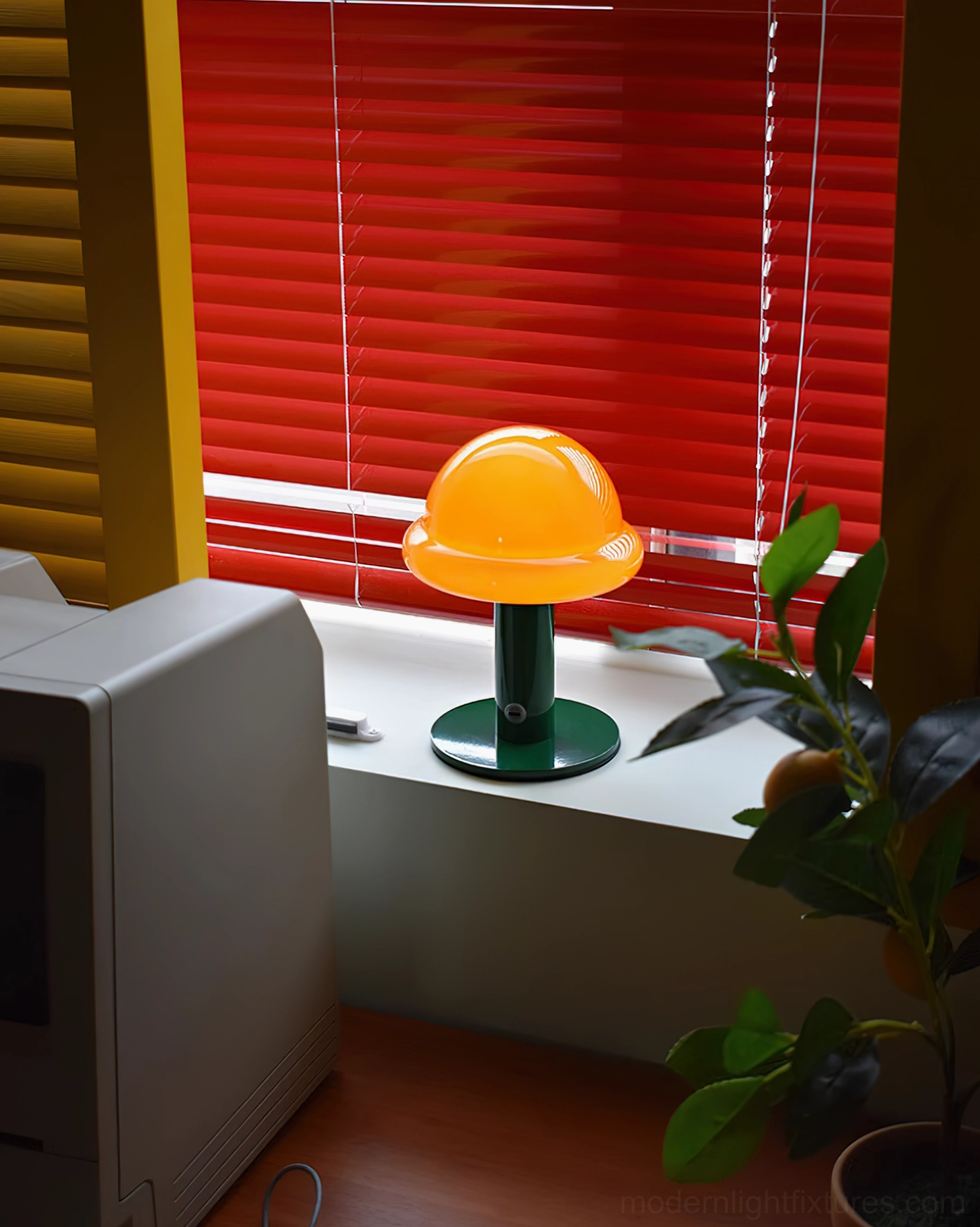 Portable mushroom table lamp color variants display showing multiple color combinations and design options