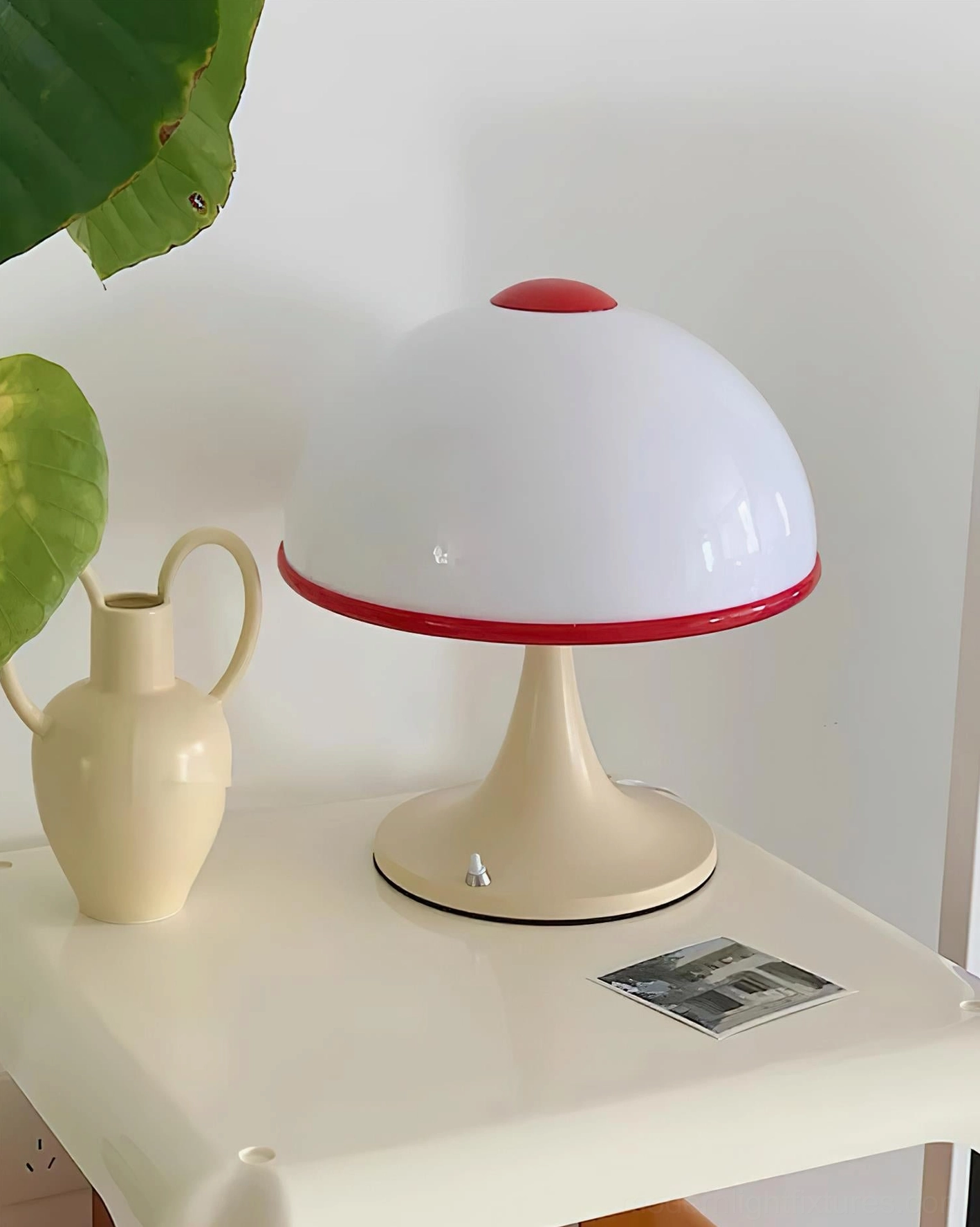 Mushroom table lamp beige variant soft color dome shade contemporary interior design