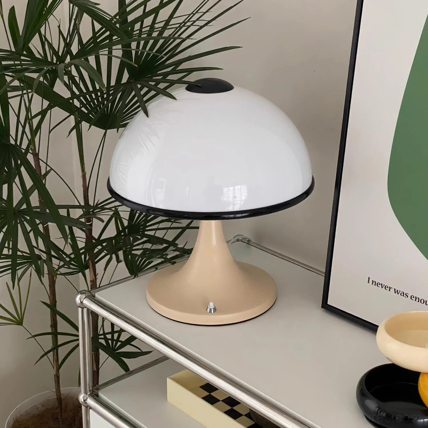 Julie mushroom table lamp multiple color options white beige red black variants displayed