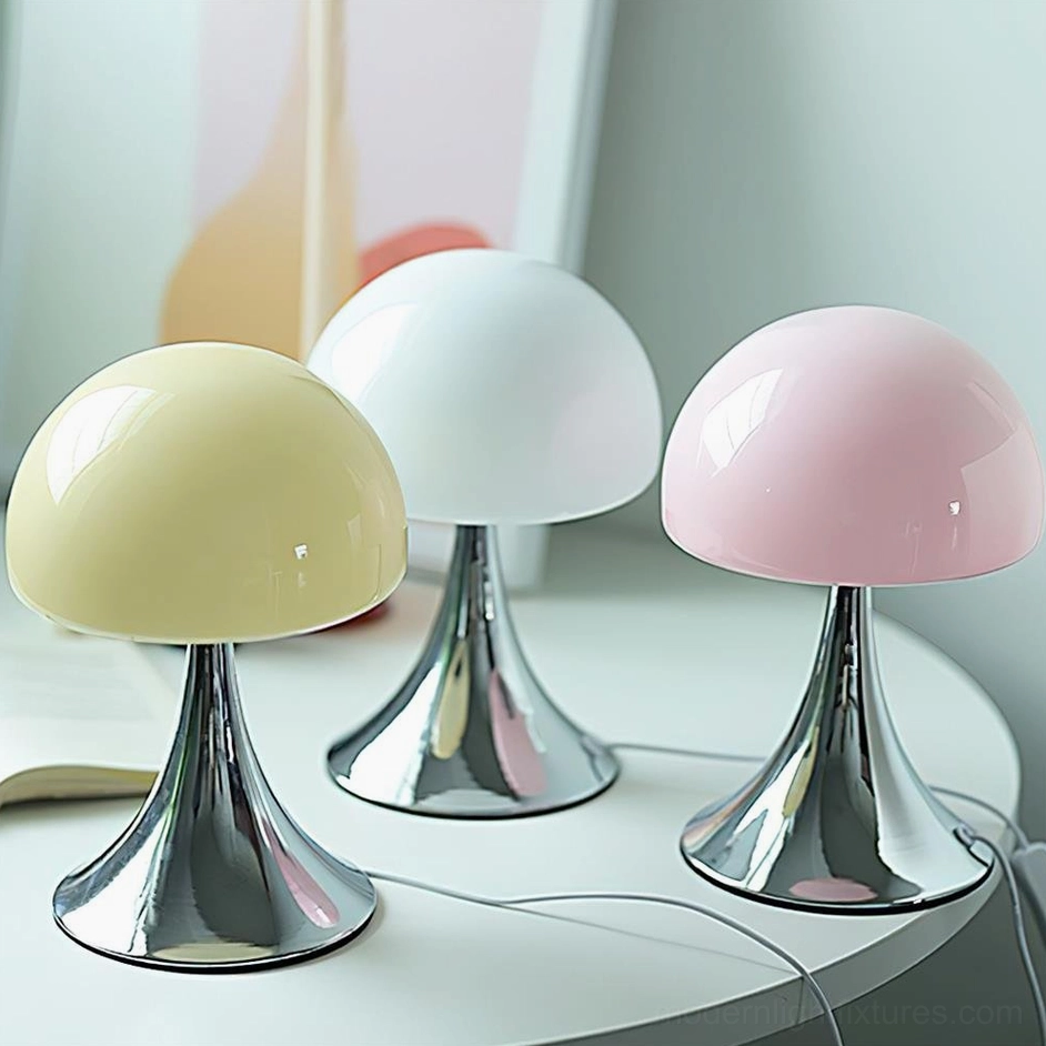 Mushroom Table Lamp with E26 E27 Socket - Dimmable Contemporary Dome Shade