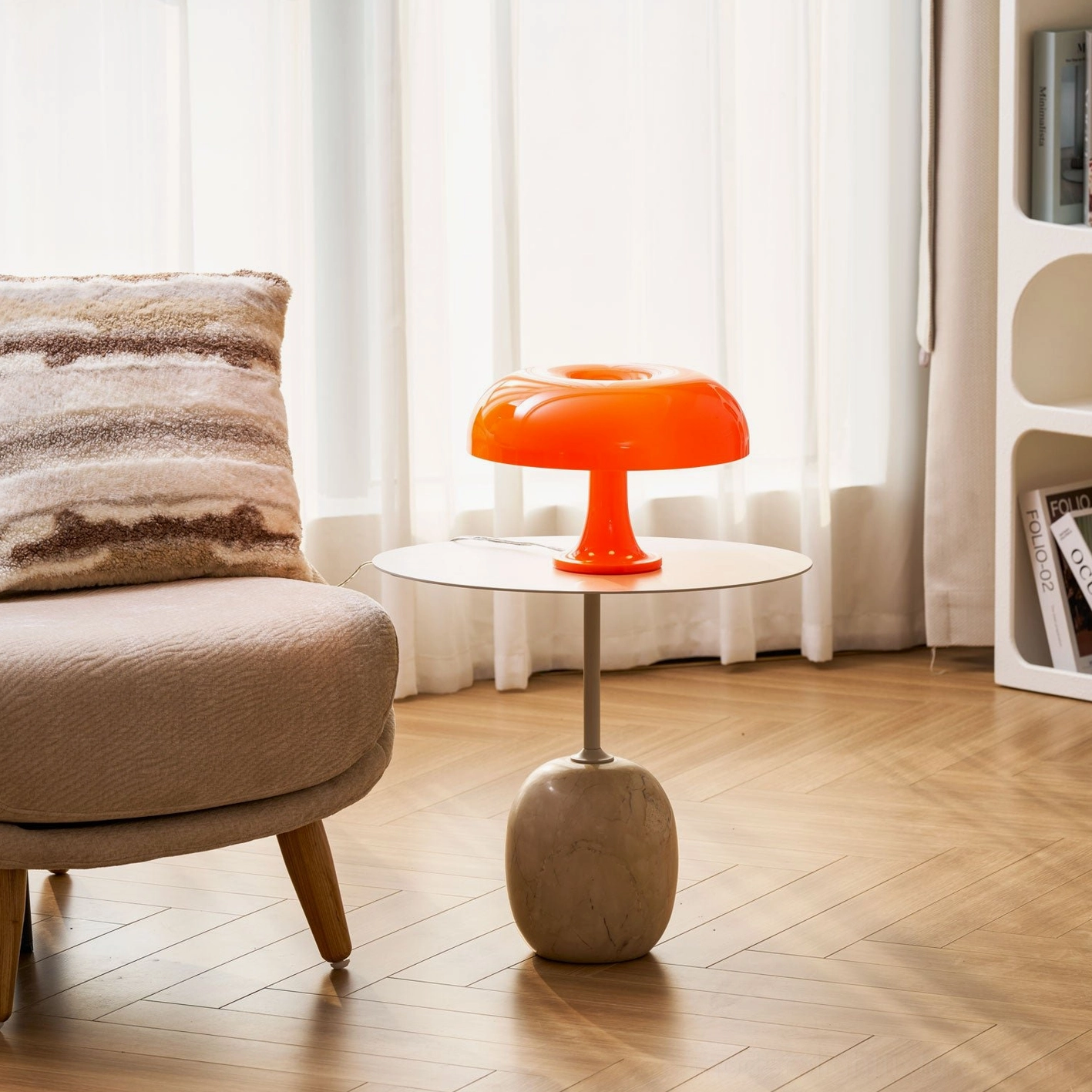 Mushroom table lamp playful retro design compact size
