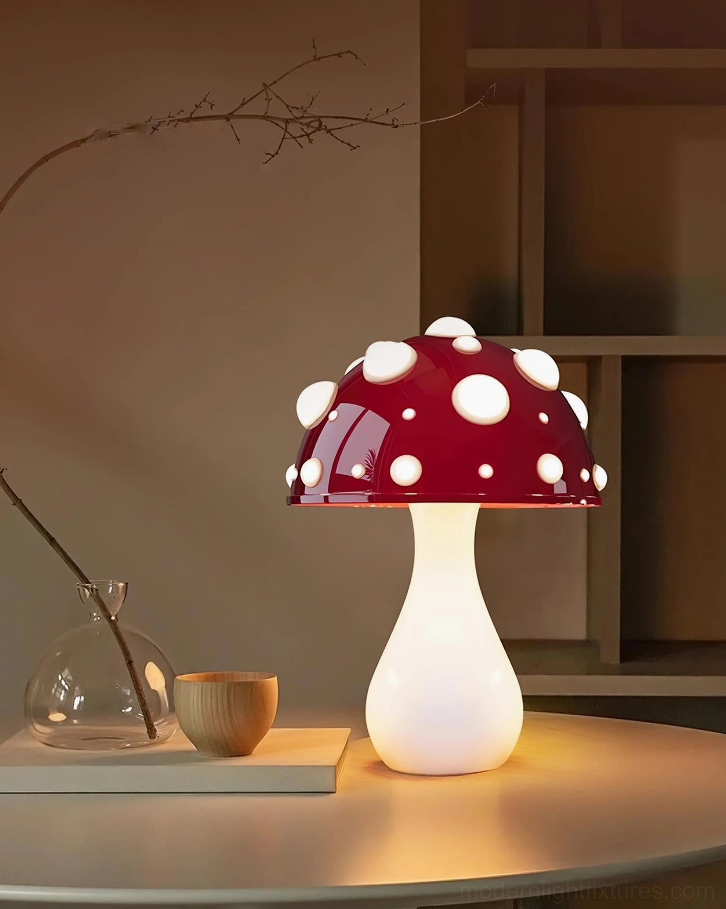 Mushroom table lamp push button control switch mechanism and power cord with integrated switch detail