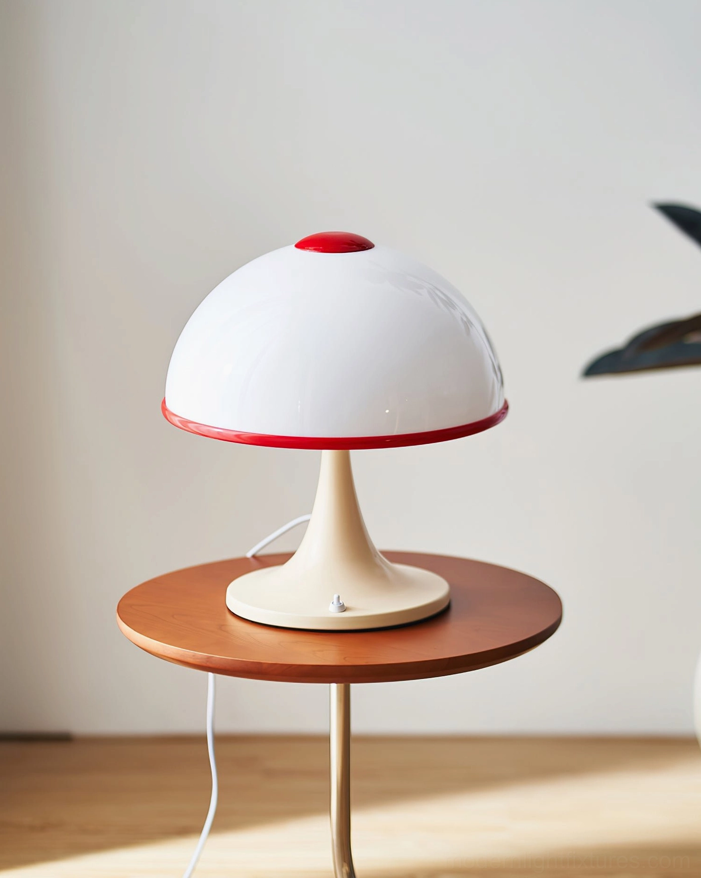 Mushroom table lamp white finish minimalist retro dome shade design statement lighting