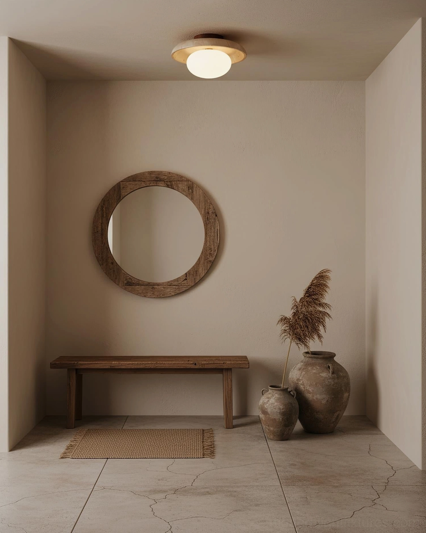 Mylie ceiling lamp in contemporary living room with neutral palette and minimalist aesthetic showing clean lines