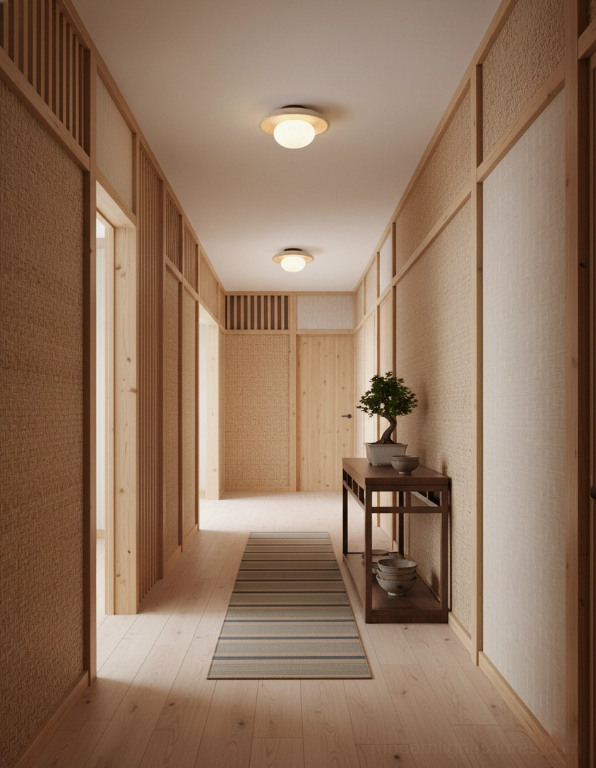 Close-up detail of Mylie travertine stone frame showing natural veining and warm amber tones of ceiling fixture