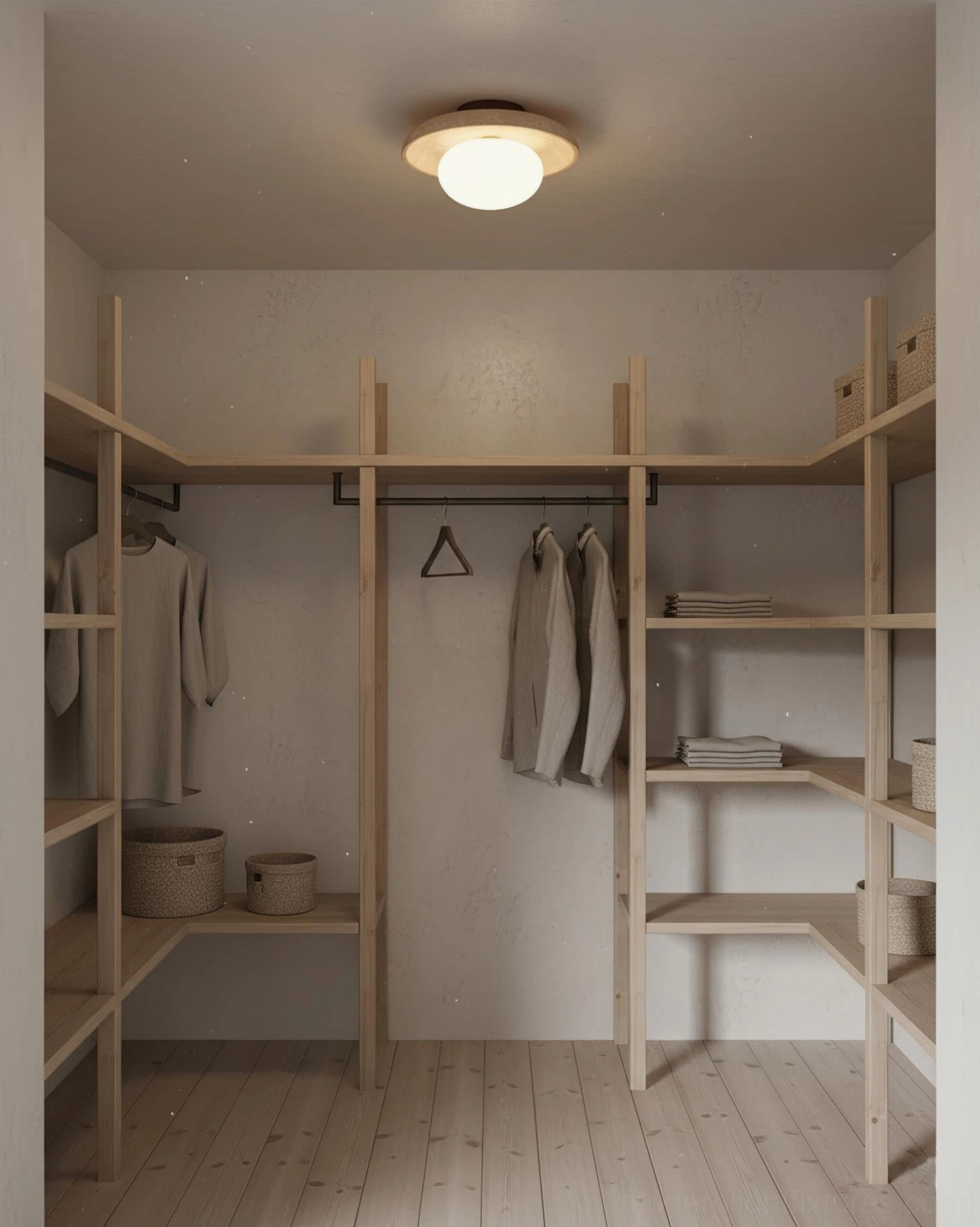 Mylie ceiling light installed in modern hallway as accent wall sconce with travertine frame and soft ambient glow