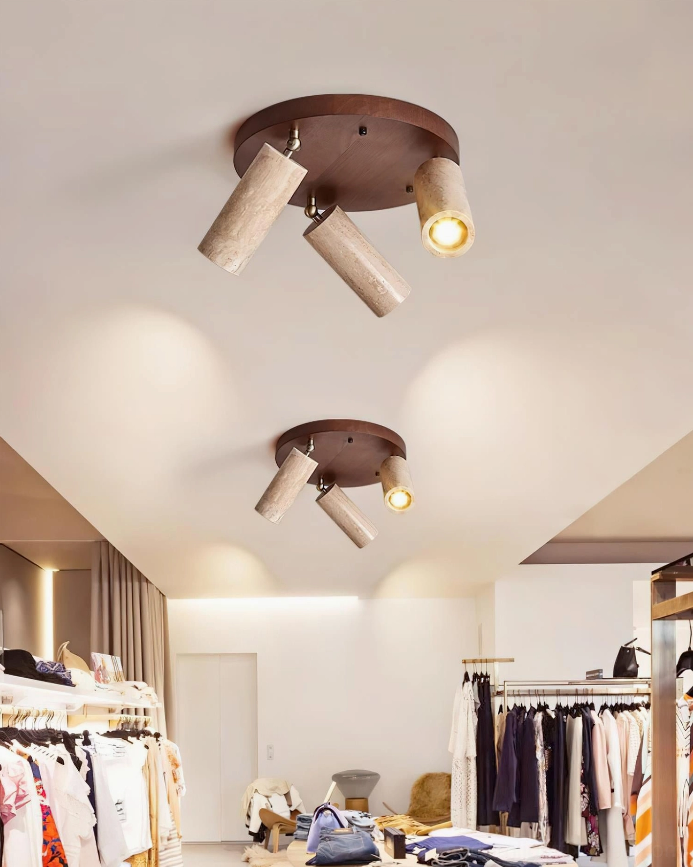 Myrtle adjustable ceiling light fixture in contemporary home setting showing sculptural design and architectural presence