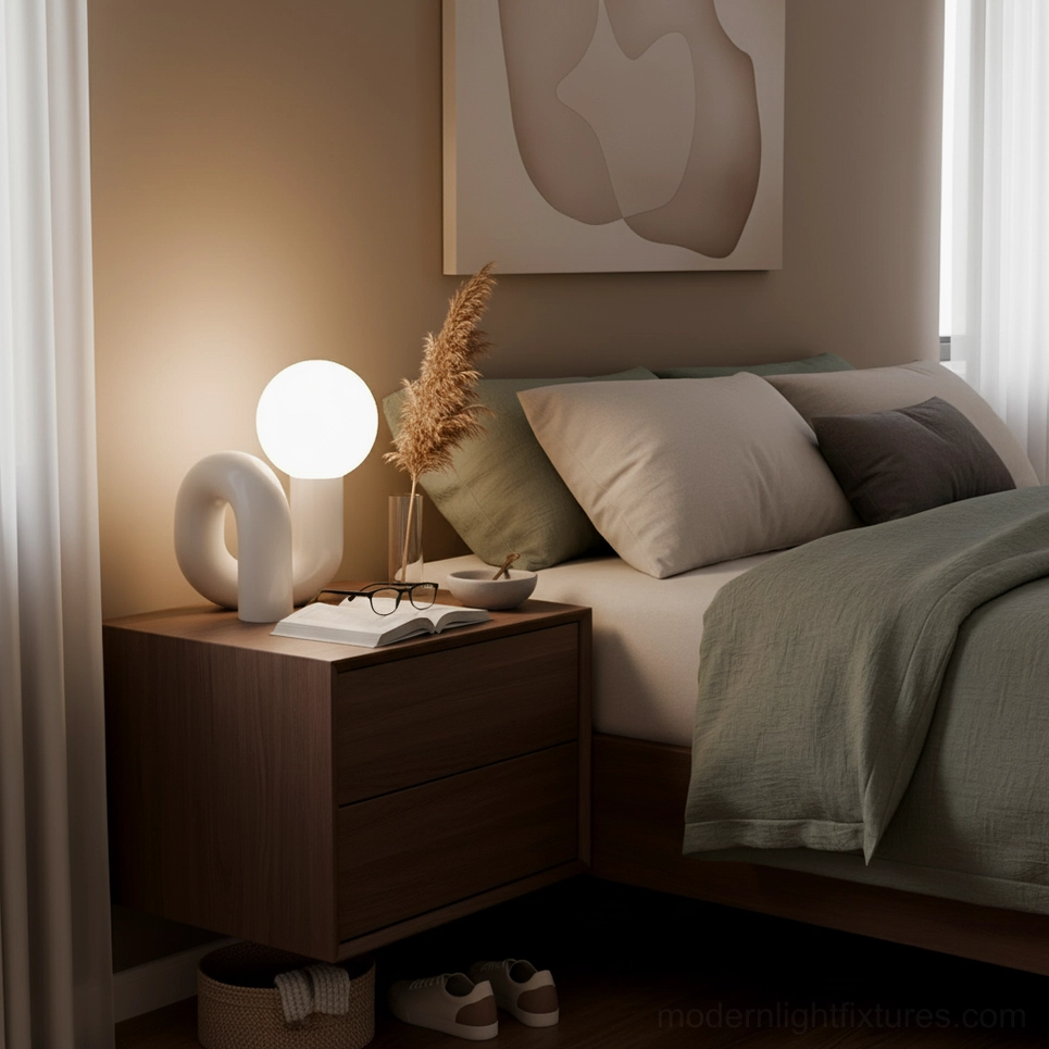 N-shape geometric table lamp with clean lines and biomorphic design elements in contemporary setting