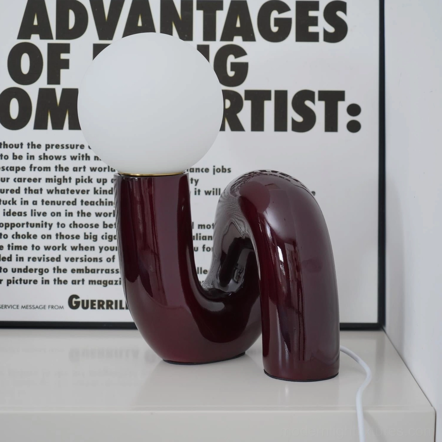 N-shape contemporary table lamp side profile showing height and proportion balance