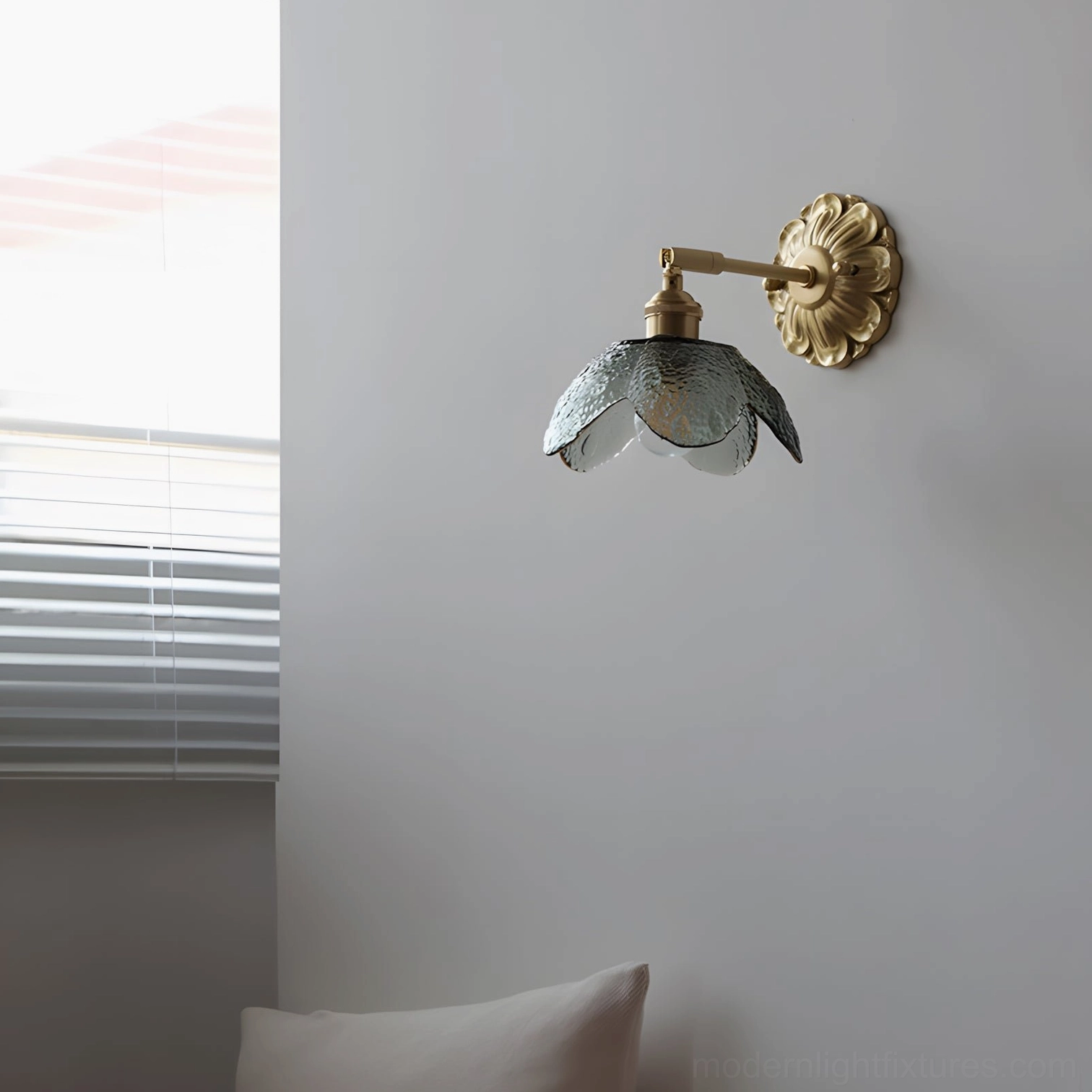 Nacre Petal Wall Sconce size comparison Model A versus Model B, scale reference product sizing