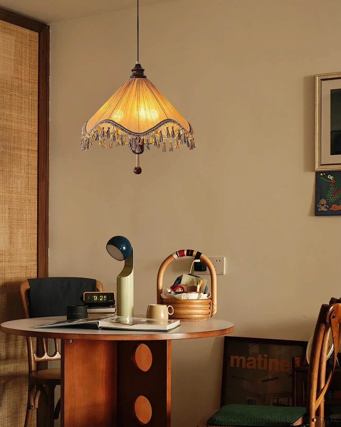 Nadia pleated pendant light with adjustable cord length showing installation flexibility for various ceiling heights and room configurations