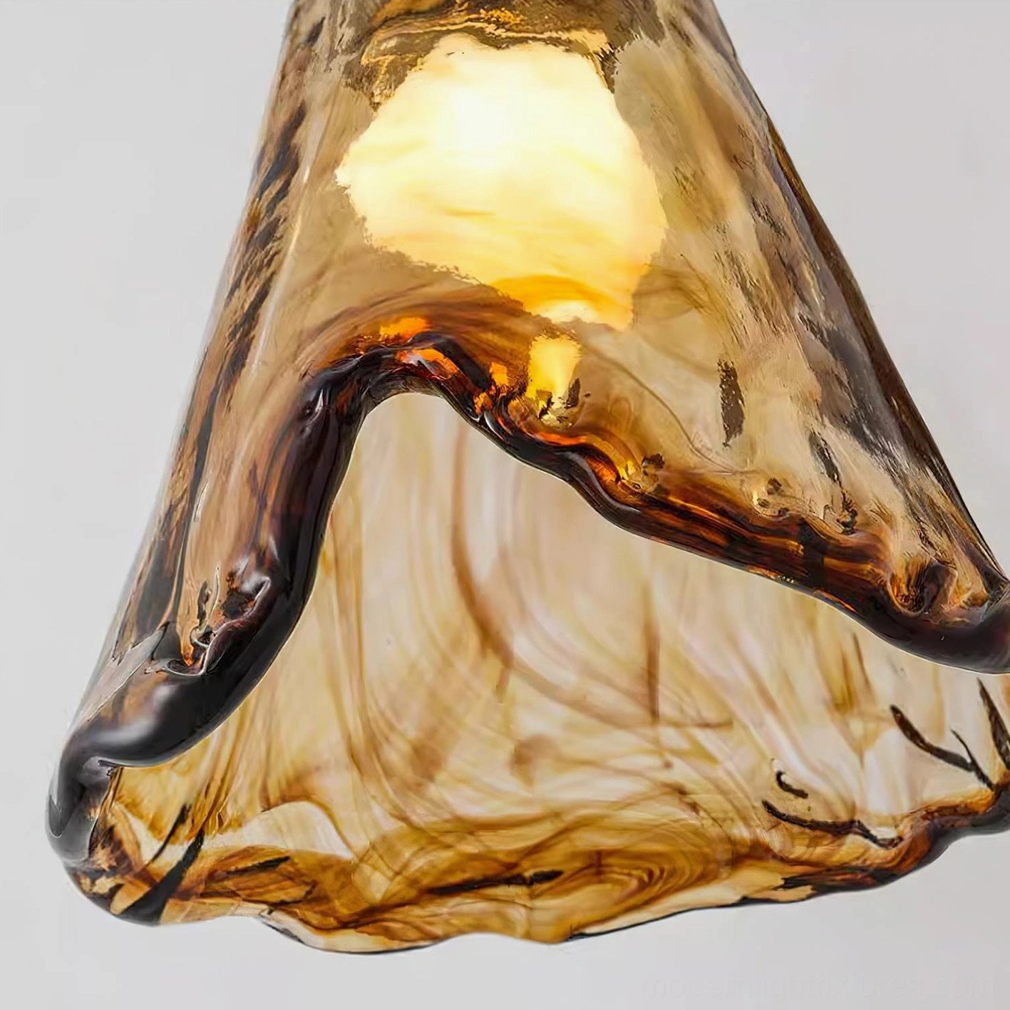 Complete nalia amber flush mount ceiling light with all components - metal canopy, glass shade, wood base, and hardware