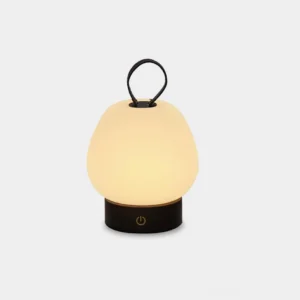 Nancy portable LED table lamp with touch control switch and integrated carry handle on white background