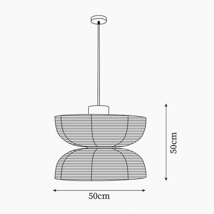 Technical CAD drawing Nando pendant lamp 50cm size, orthographic front view, two-tier stacked design