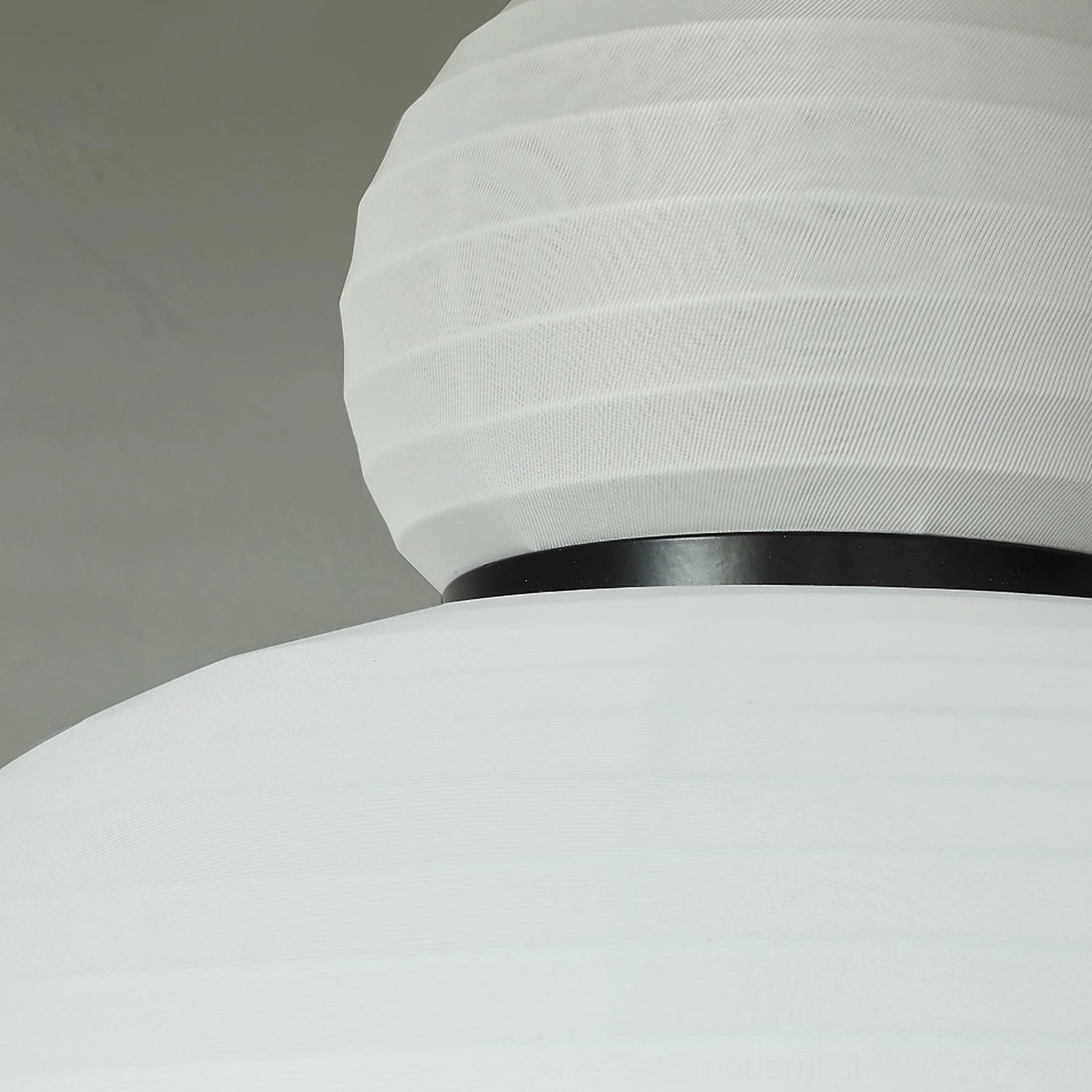 Nando modern pendant lamp full fixture display, gourd-shaped two-tiered rattan shade, sculptural form