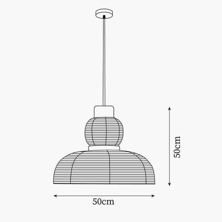 Technical CAD drawing Nando gourd-shaped layered pendant lamp, orthographic silhouette, 50cm height