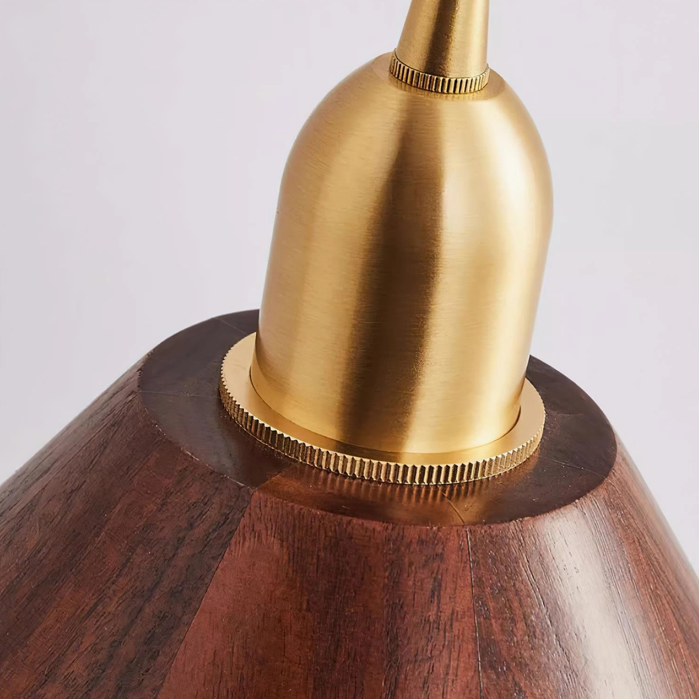 Natural wood pendant light shade showcasing organic wood grain patterns