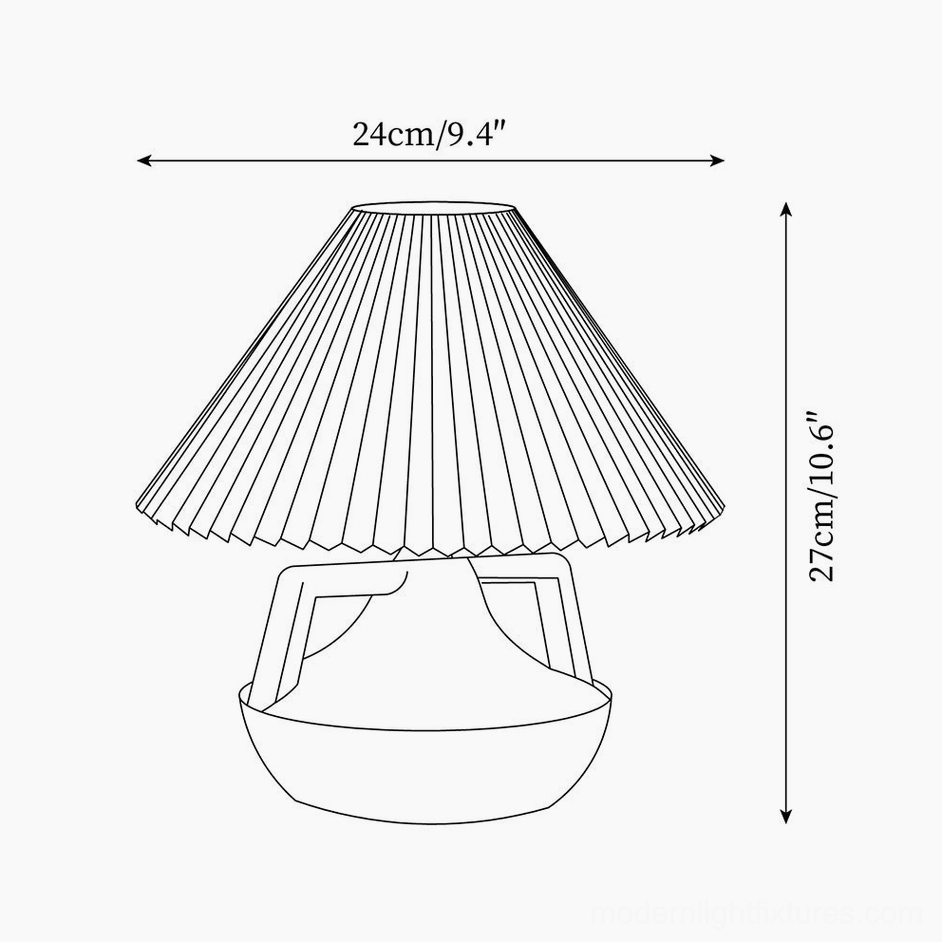Navia Pleated Table Lamp technical schematic with marked dimensions 24cm width and 27cm height