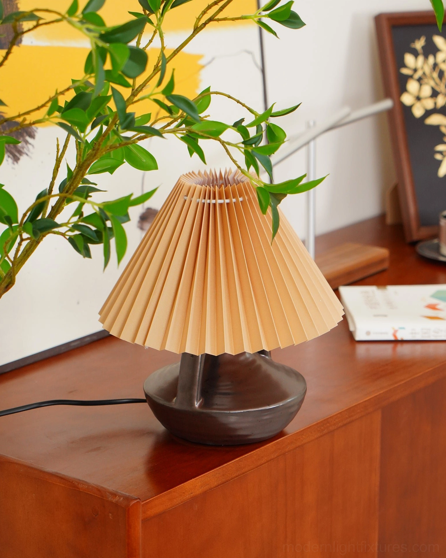 Navia Pleated Table Lamp Scandinavian design aesthetic natural materials artisanal craftsmanship