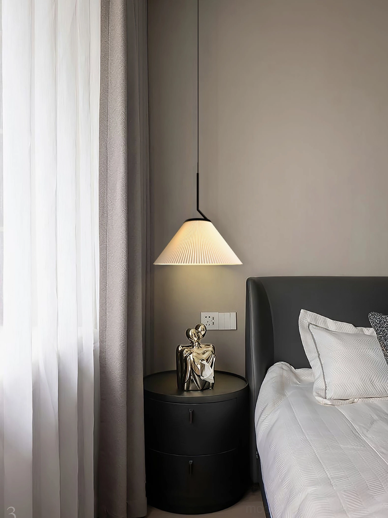 Nebra pleated pendant light installation guide - ceiling mounting and cable adjustment