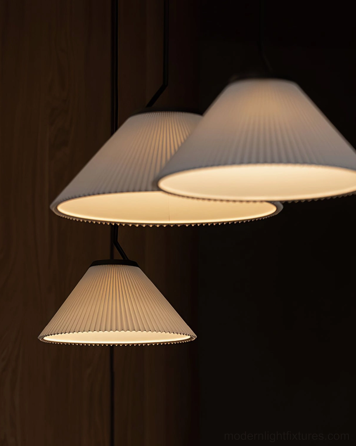 Nebra pleated pendant light above kitchen island - contemporary minimalist kitchen lighting