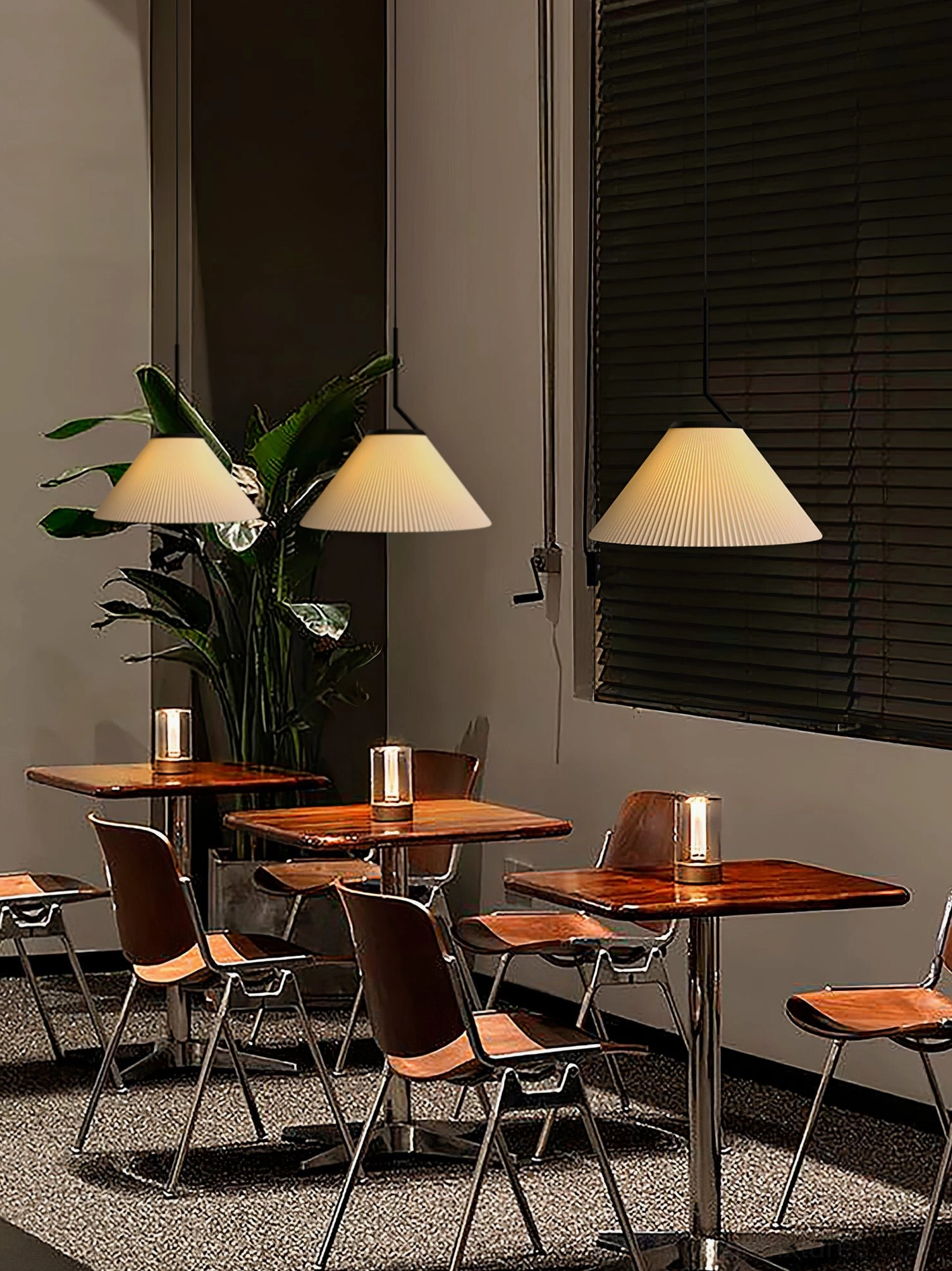 Nebra pleated pendant light size comparison - small and large models side by side