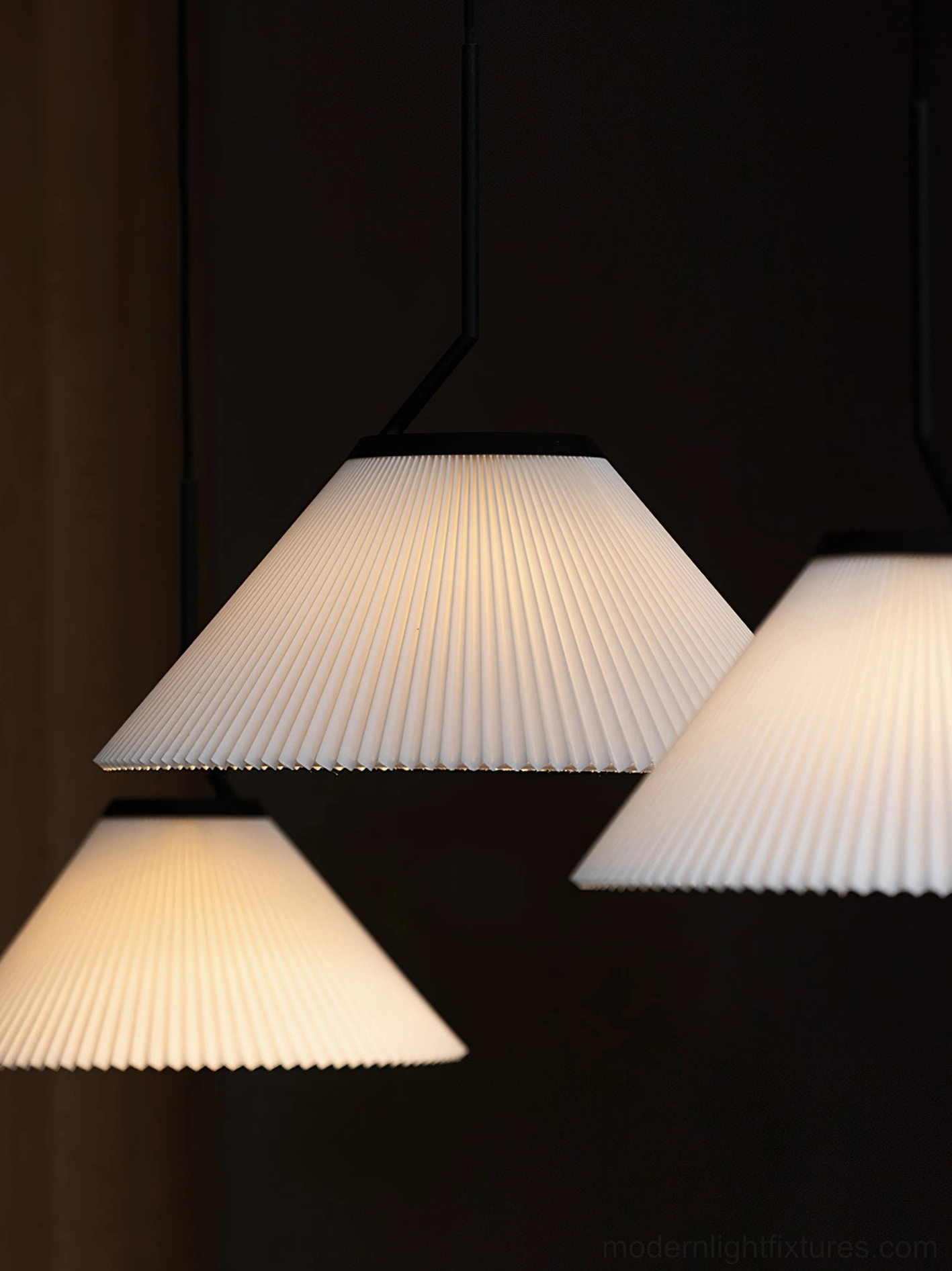 Multiple Nebra pleated pendant lights cluster arrangement - modern pendant light fixtures grouping