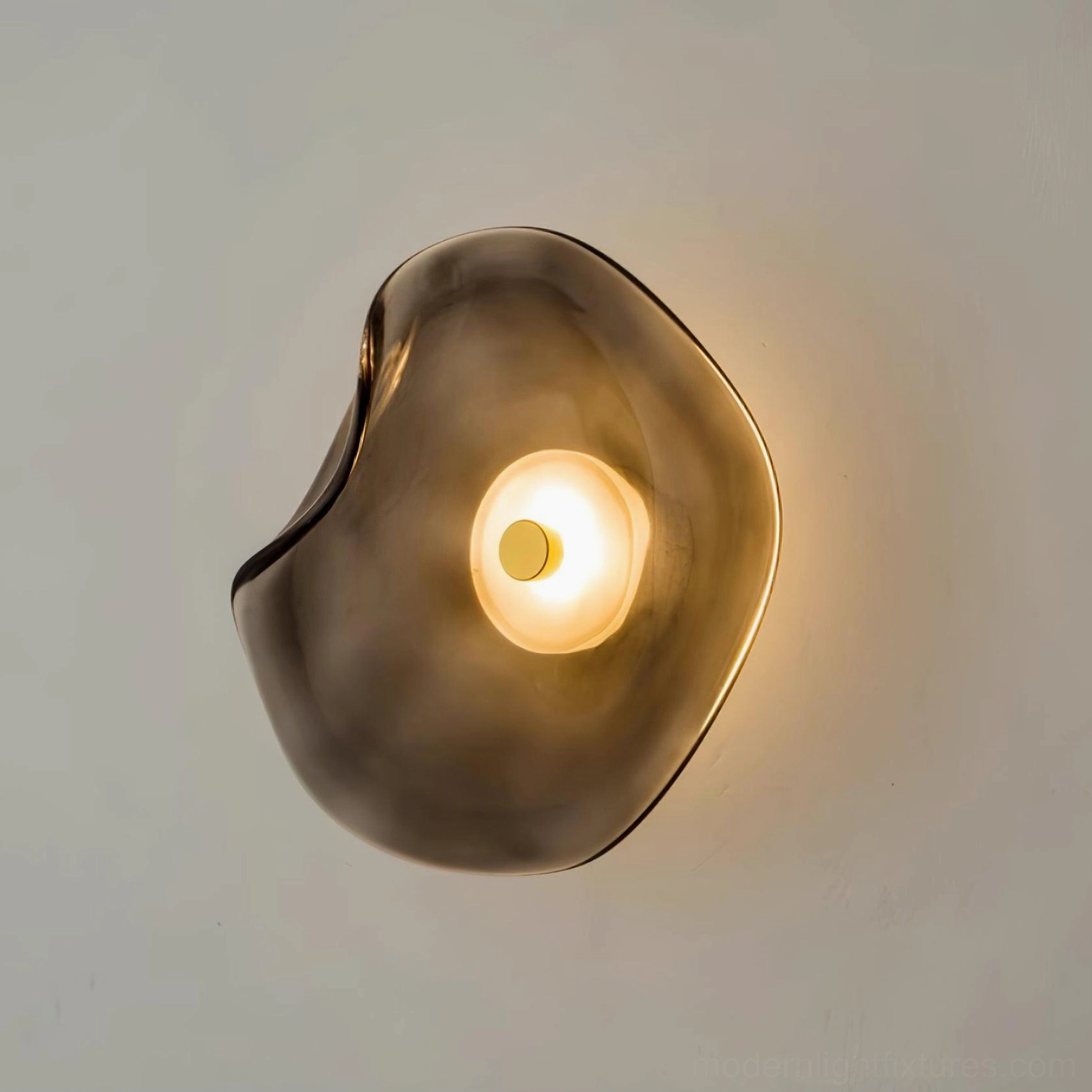 Nebulae modern wall sconce - premium round glass fixture in smoke gray and amber colors