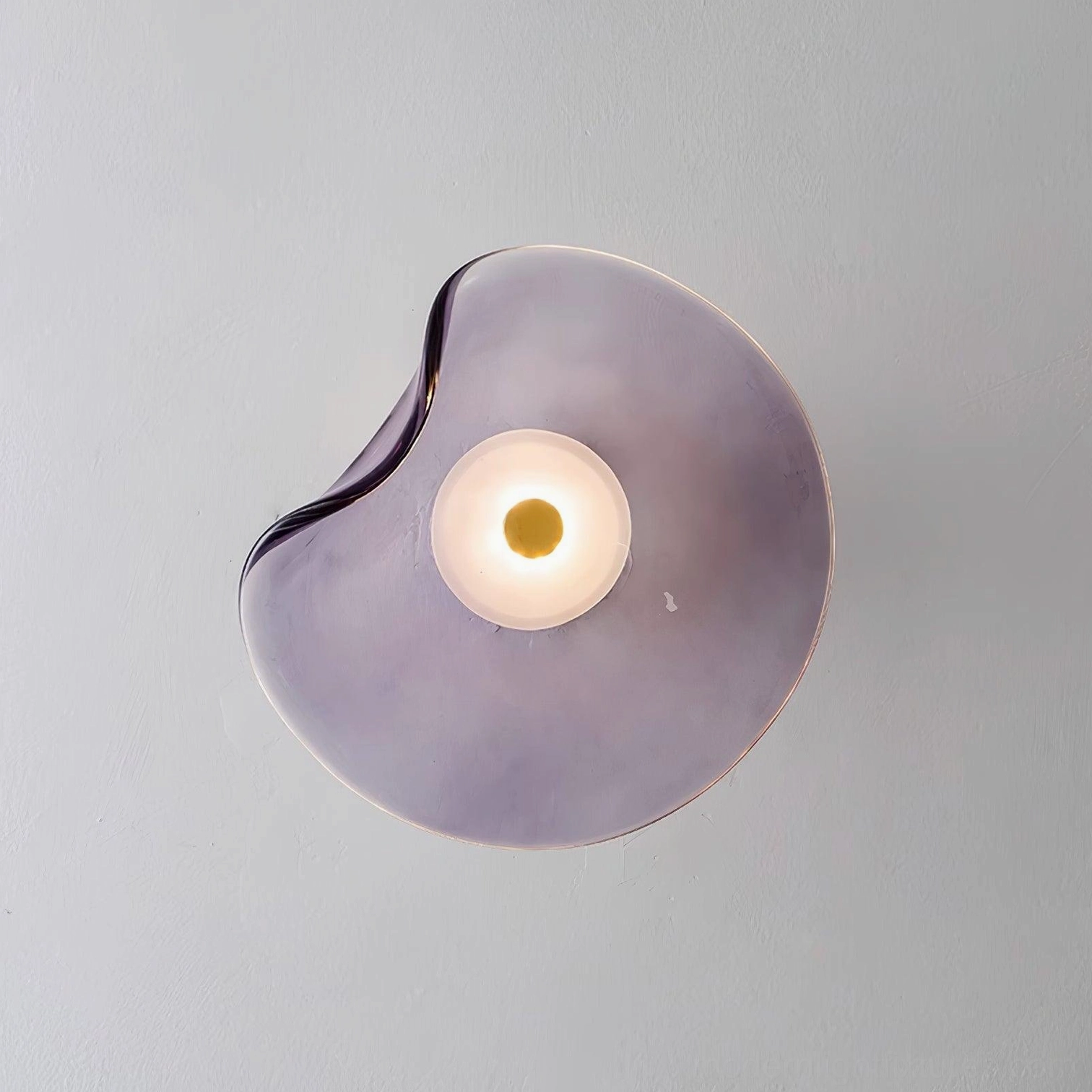 Nebulae purple wall sconce - modern round glass fixture with 3000K warm white lighting