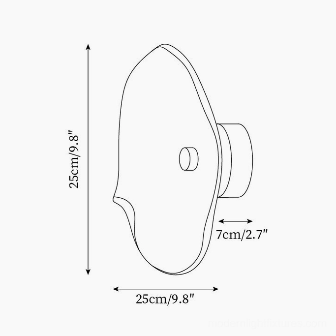 Round Nebulae wall sconce technical dimension drawing - orthographic view with installation specifications