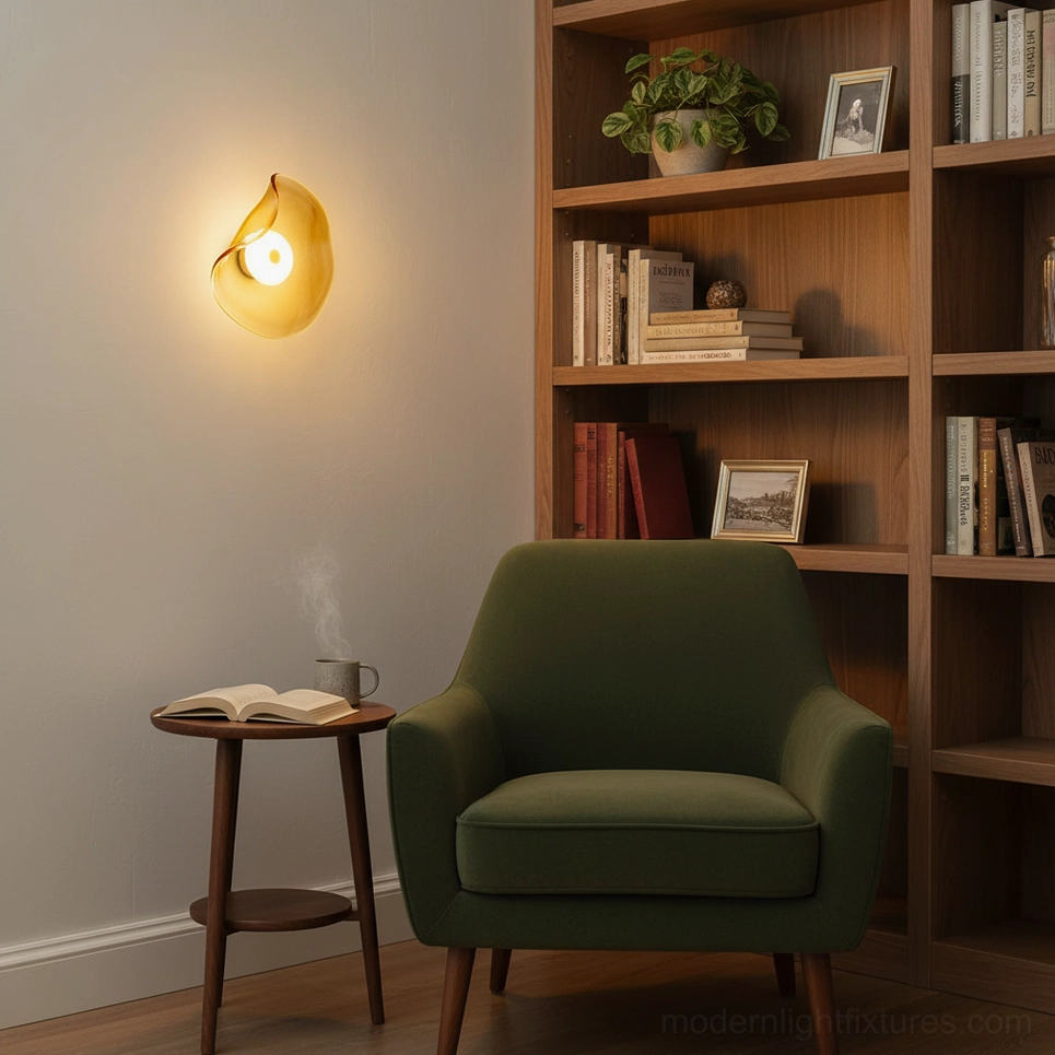 Modern Nebulae wall sconce glass light - warm white LED illumination through translucent glass diffuser