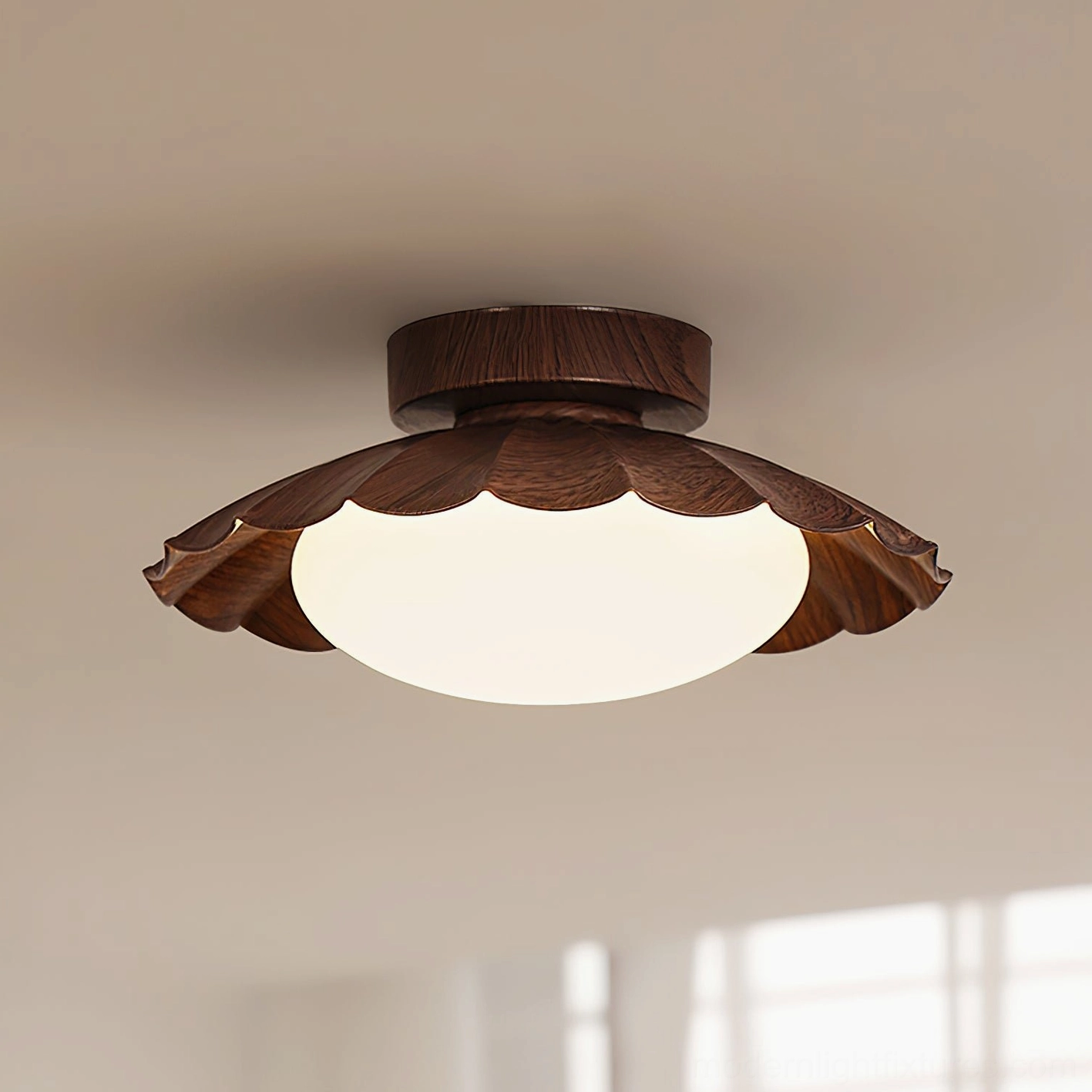 Nephele ceiling light in beige finish option, warm living space showing color tone versatility