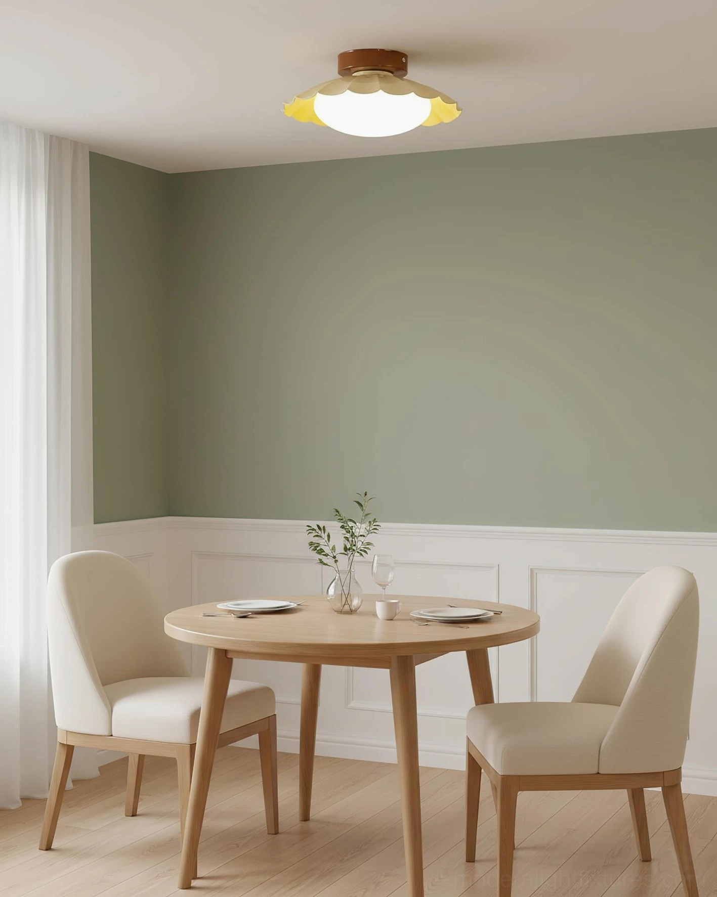 Nephele warm white ceiling fixture installed in contemporary interior, demonstrating soft diffused glow