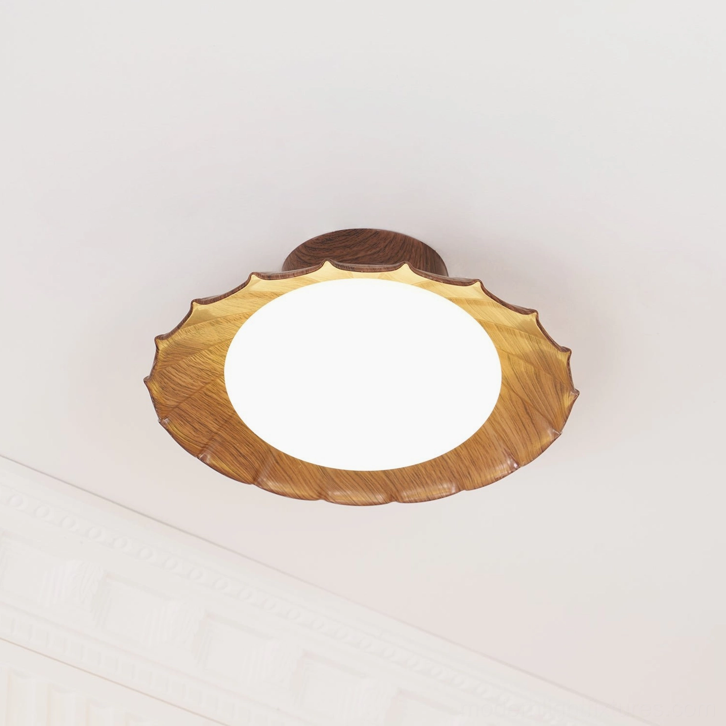 Nephele scalloped ceiling light non-replaceable integrated LED, permanent fixture solution